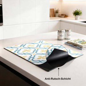 Azure Blossom Tile - Herdabdeckplatte