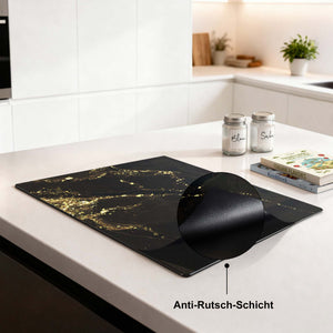 Schwarzer Marmor Gold – Herdabdeckplatte