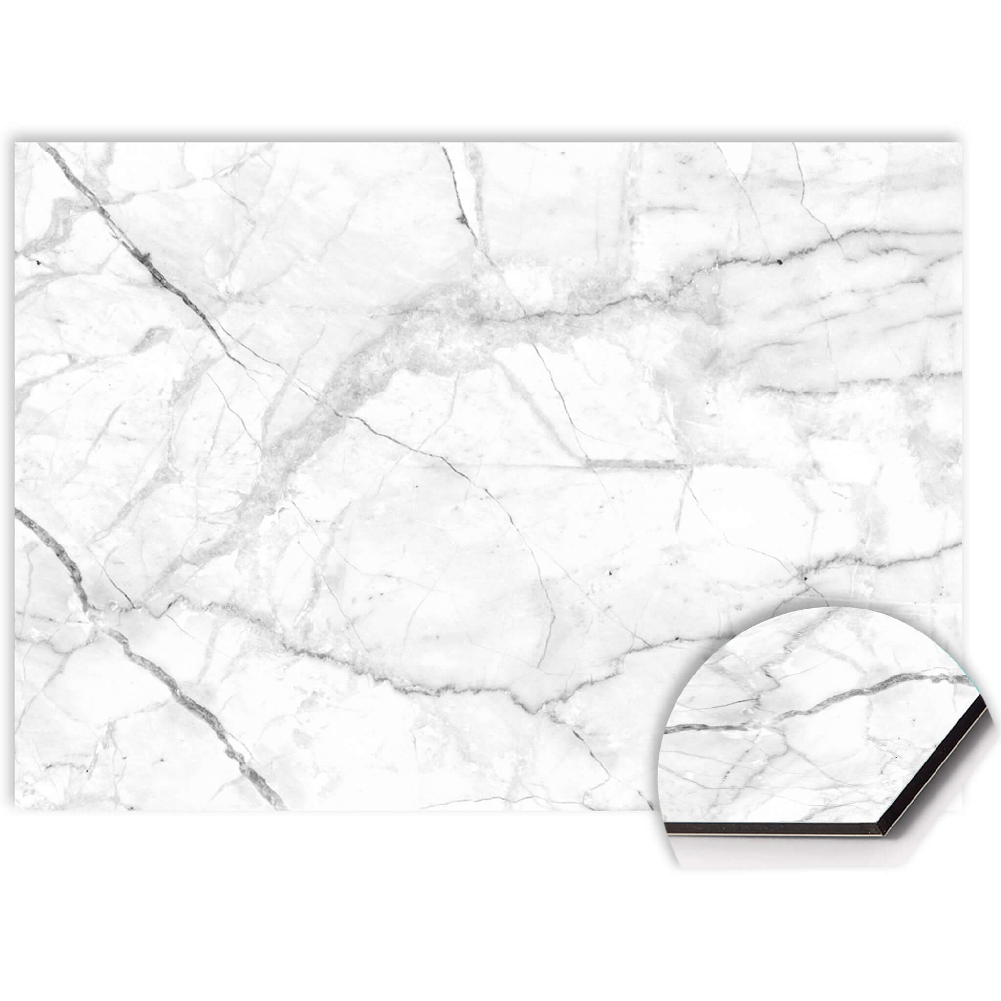 Weißer Marmorsplashback Küche Carrara Light mit dezenten grauen Adern