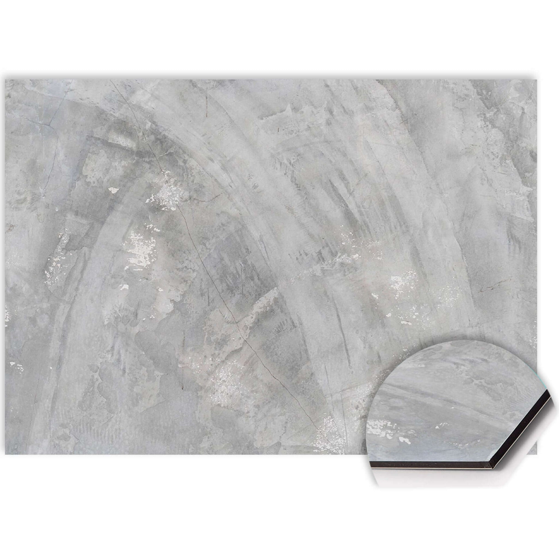 Spritzschutz für die Küche in dynamischer Betonoptik aus Aluminium Dibond, kratzfest und hitzebeständig.