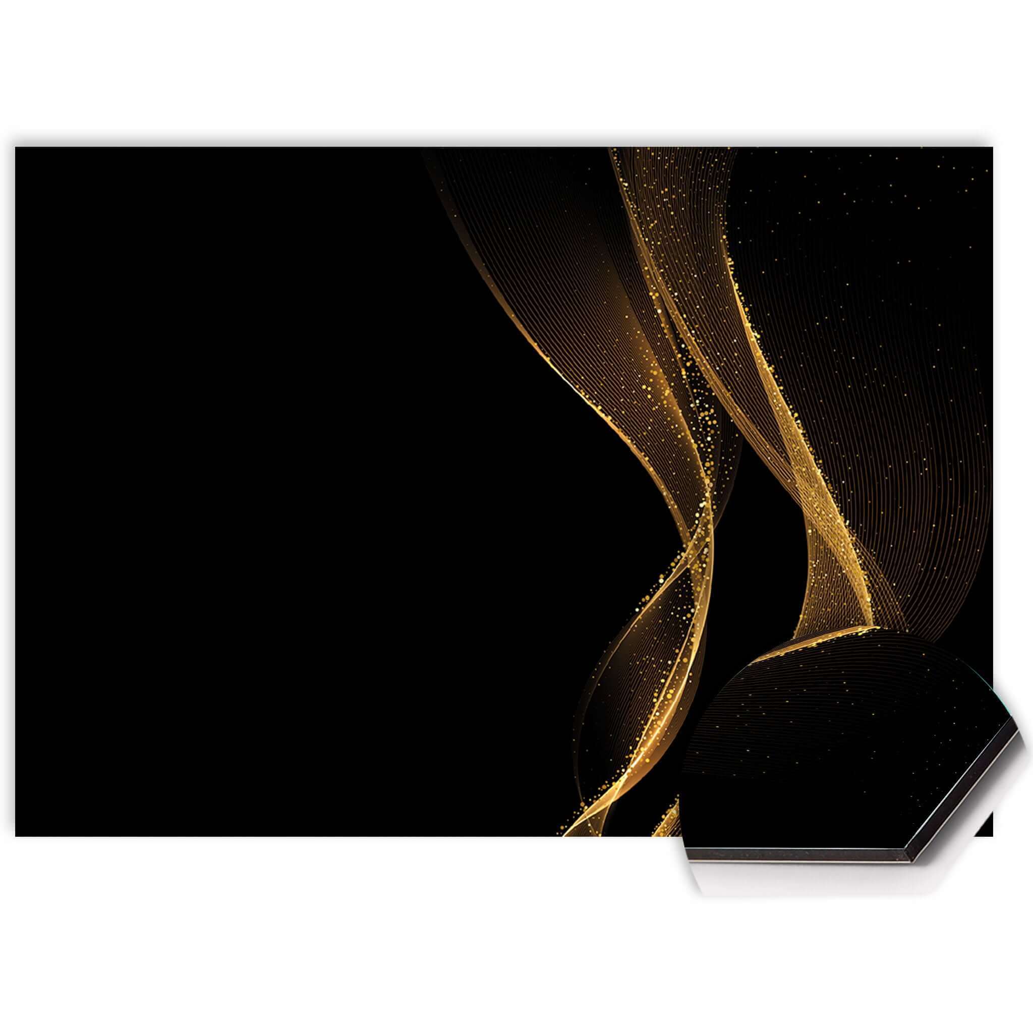 Schwarzer Luxus-Spritzschutz mit goldenen Linien aus der Kollektion Luxury Gold