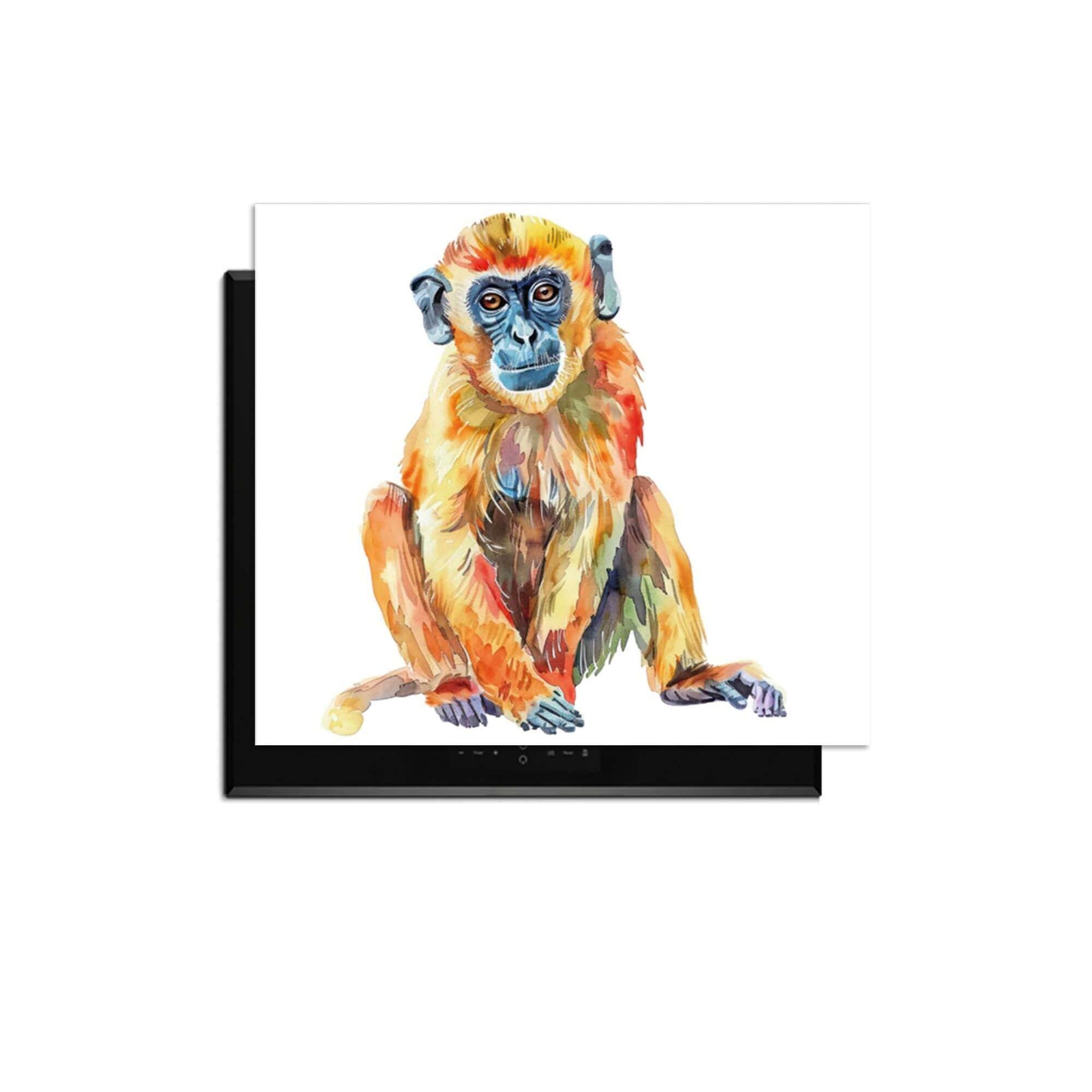 Bunter Affe - Herdabdeckplatte mit buntem Affenmotiv, ideal für moderne Küchen.
