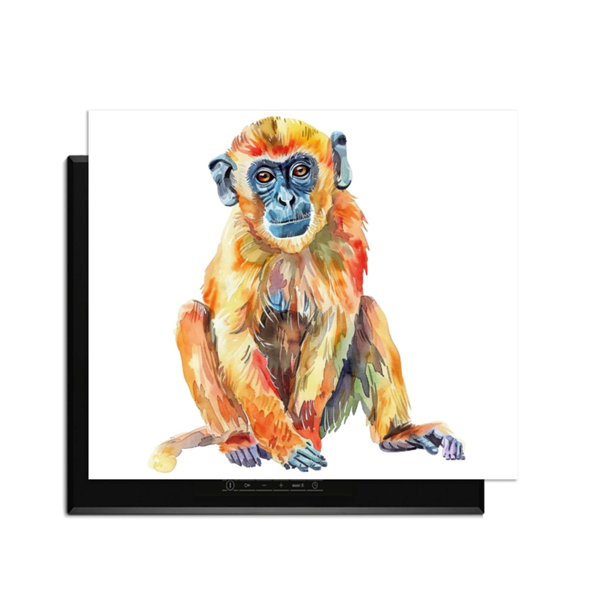 Bunter Affe - Herdabdeckplatte mit farbenfroher Affenillustration für die moderne Kochstelle.