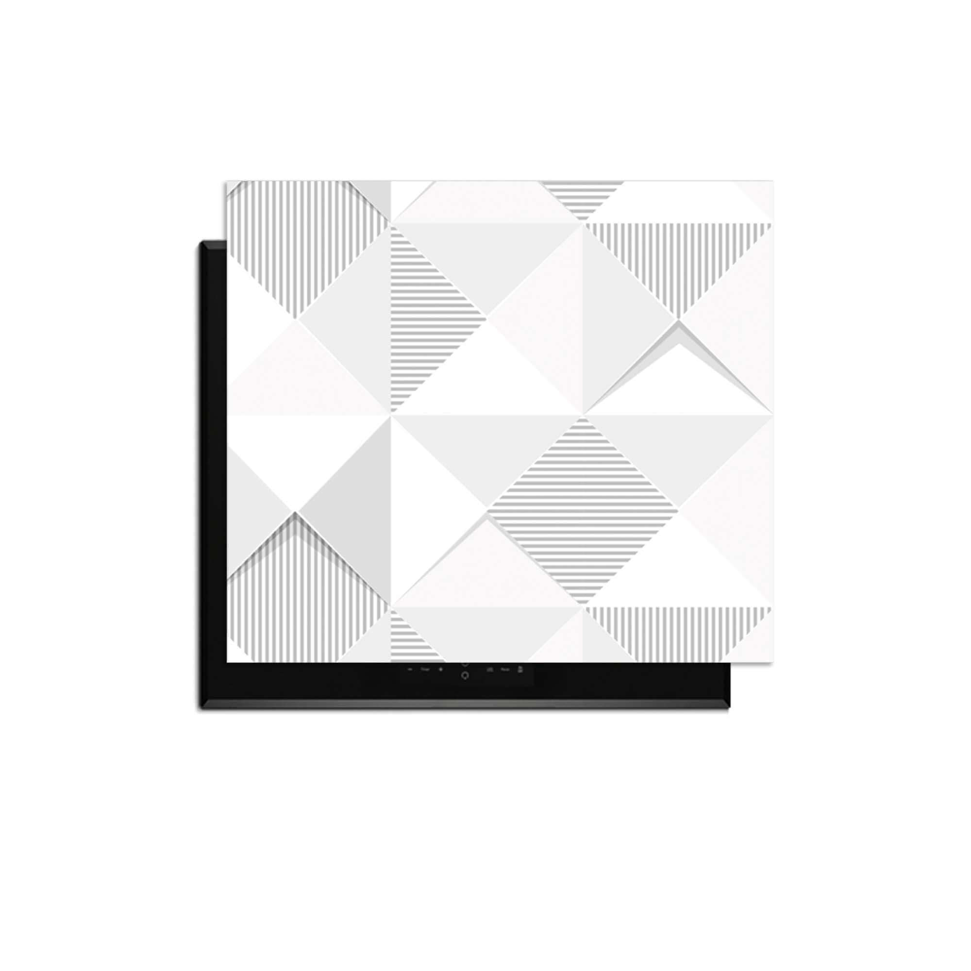 Arctic Prism - Herdabdeckplatte mit geometrischem Design in kühlen Grautönen für eine elegante Küche.