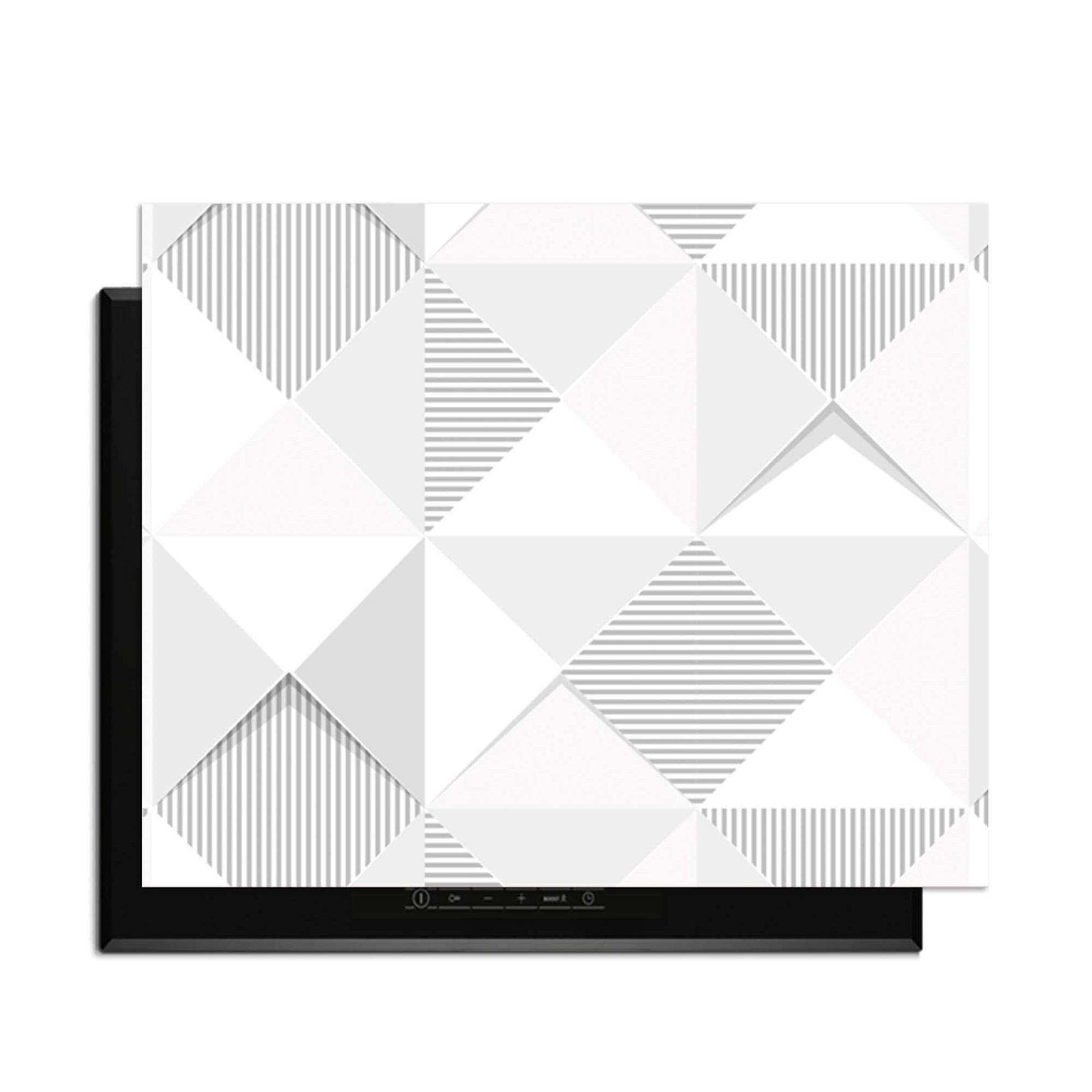 Arctic Prism - Herdabdeckplatte mit geometrischem Design in kühlen Grautönen für optimalen Küchenschutz.