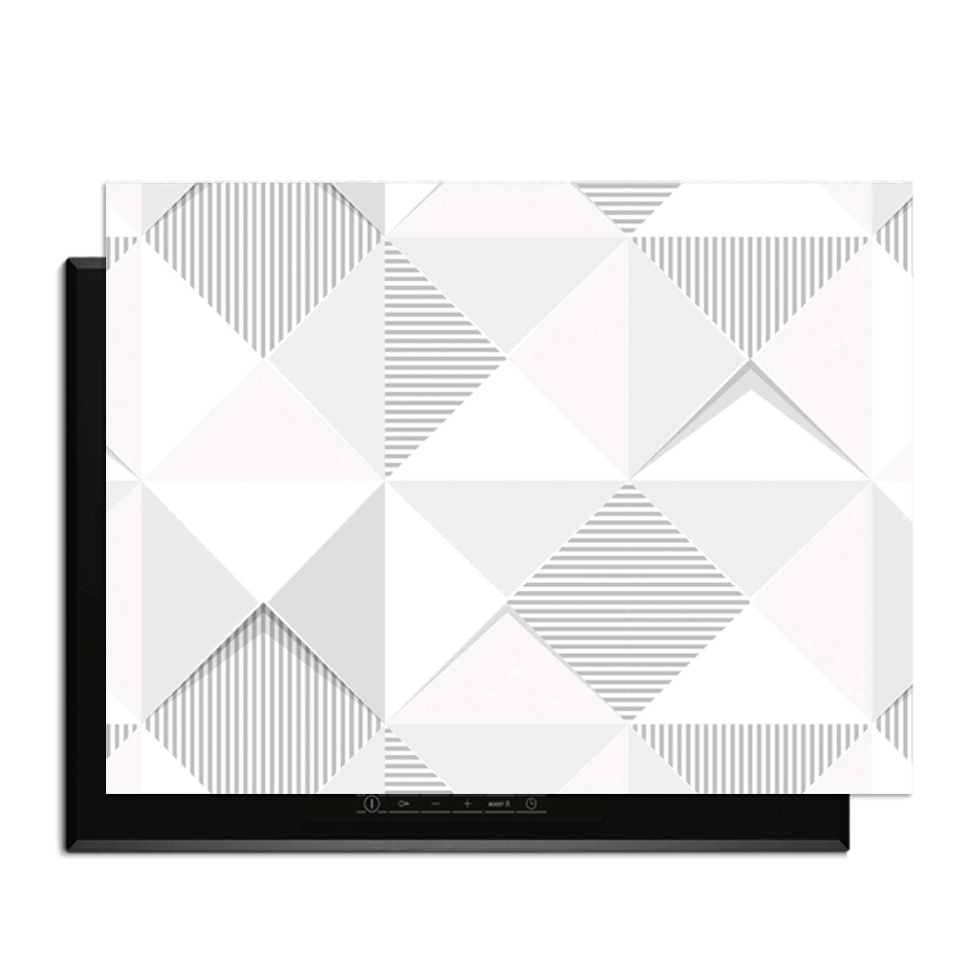 Arctic Prism - Herdabdeckplatte mit geometrischem Design in Grautönen zum Schutz der Küche.