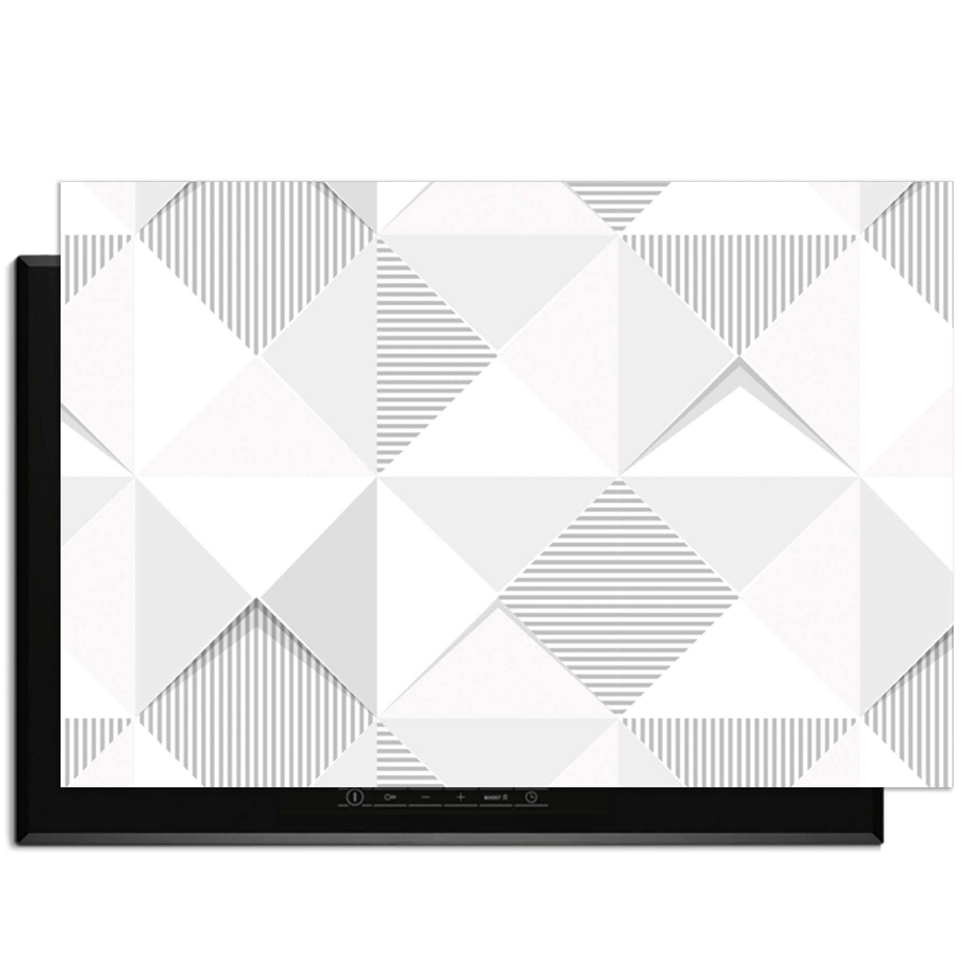 Arctic Prism - Herdabdeckplatte mit geometrischem Design in kühlen Grautönen, passend für jede Küche.