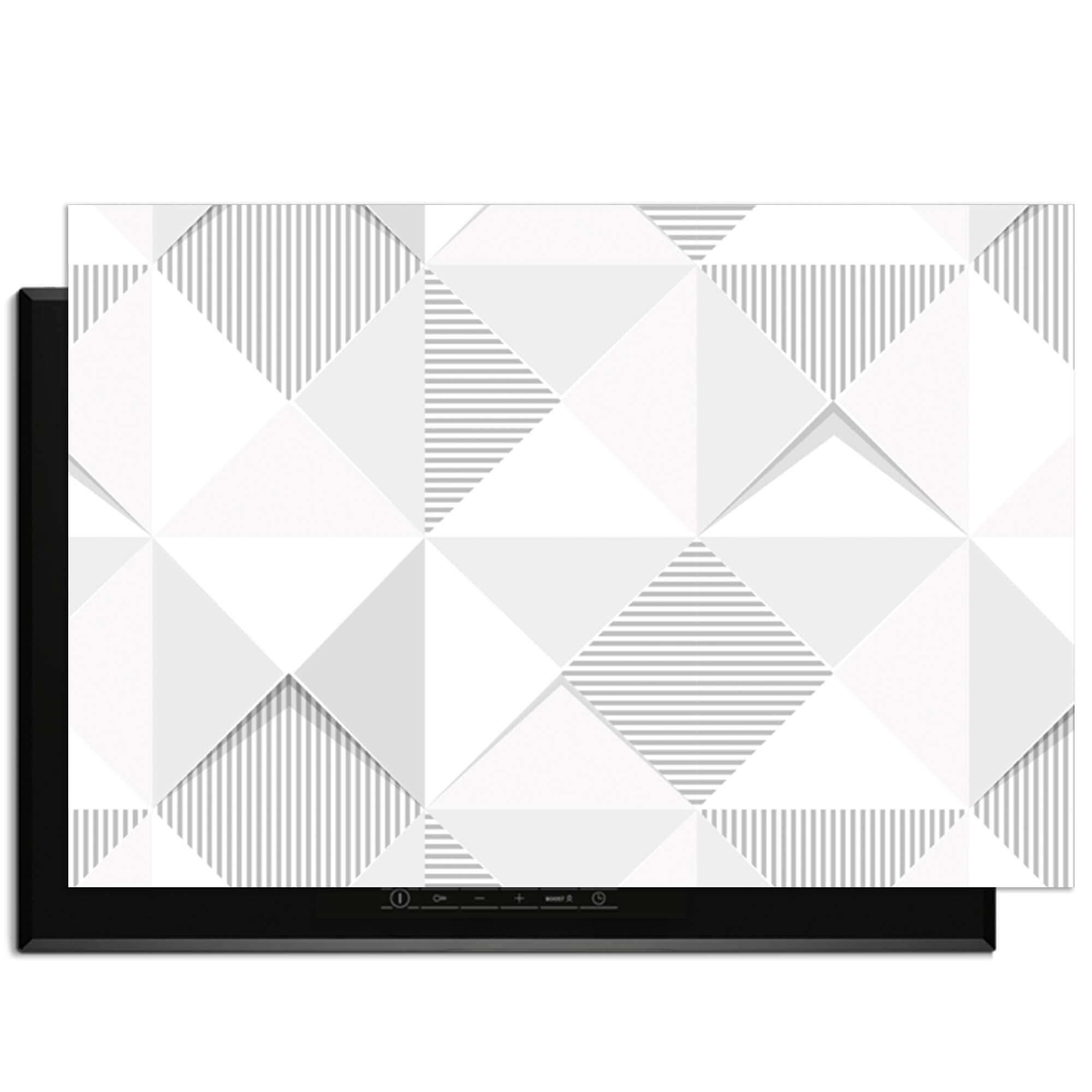 Arctic Prism - Herdabdeckplatte mit geometrischem Design in kühlen Grautönen, passend für jede Küche.