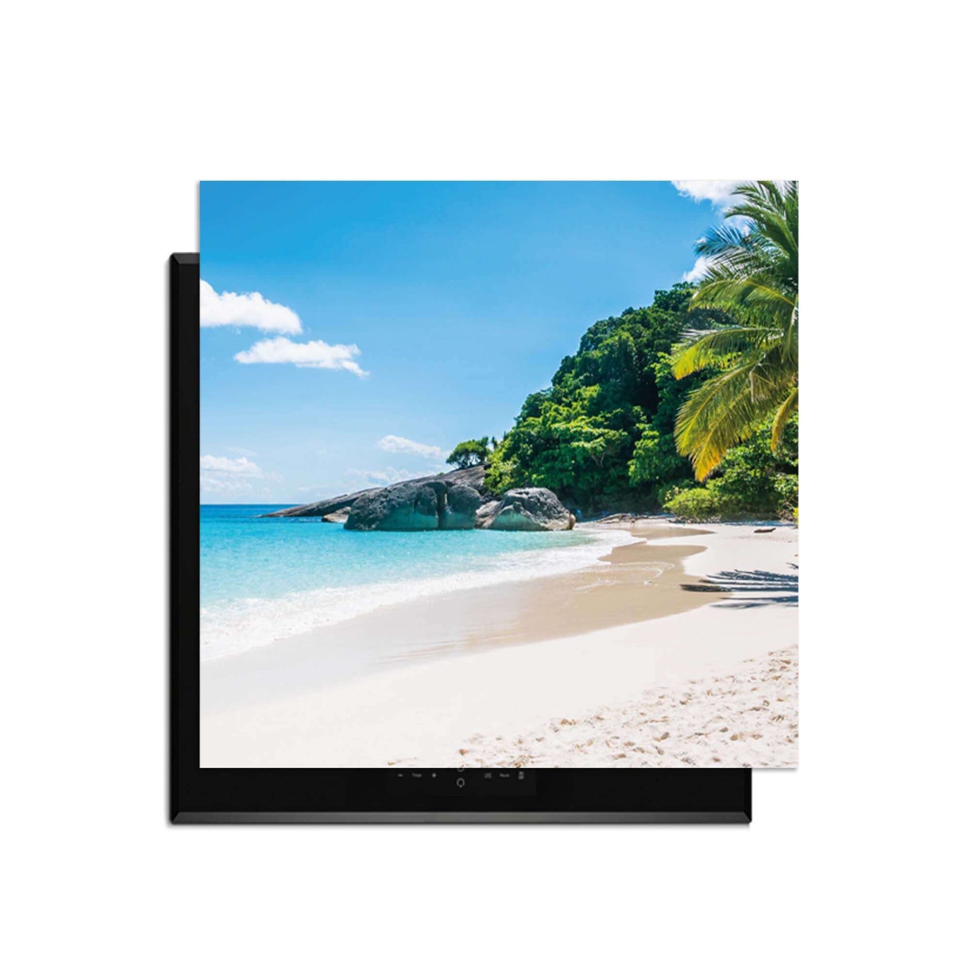 Tropical Escape - Herdabdeckplatte mit heiterem tropischen Strandhintergrund für Ihre Küche.
