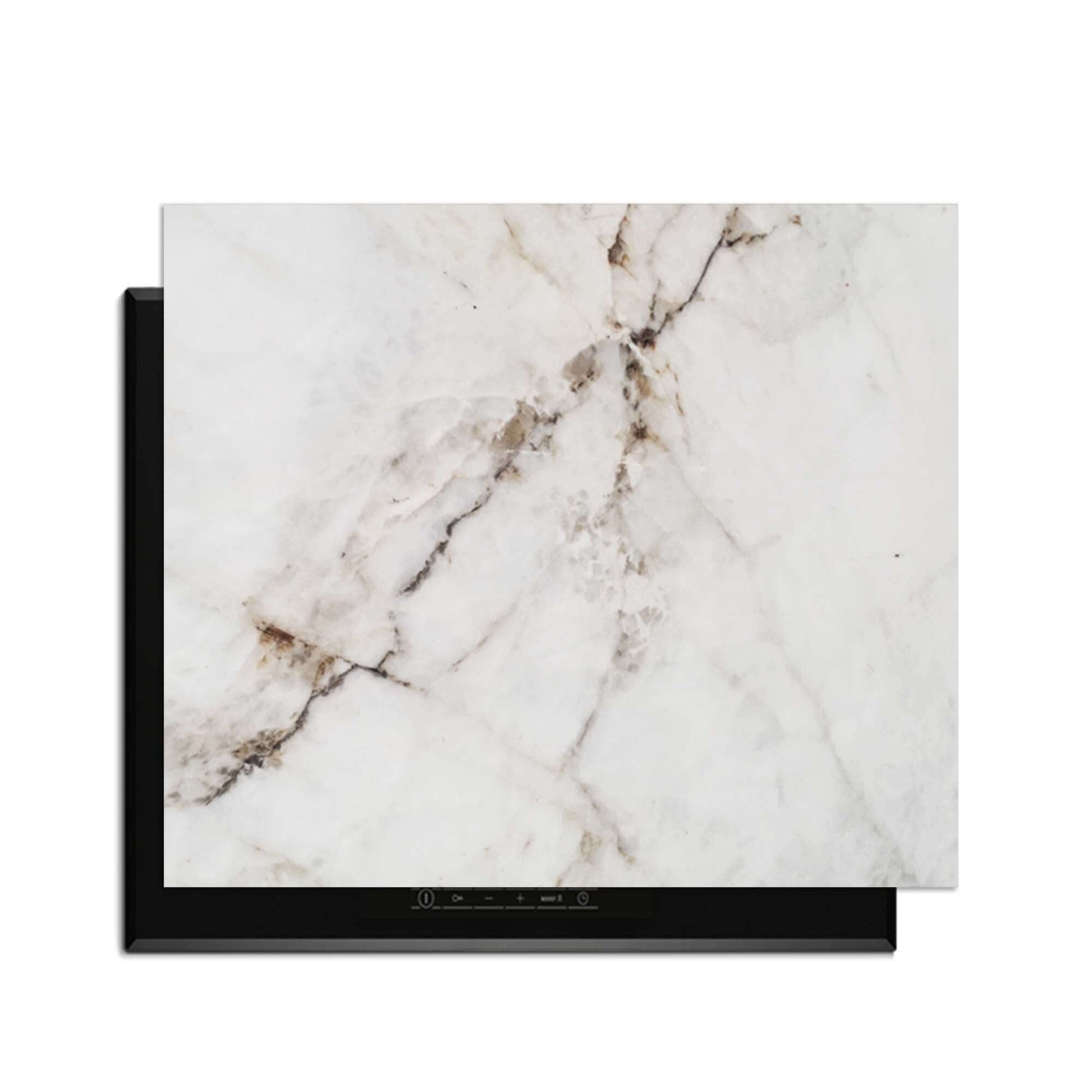 Pure Marble - Herdabdeckplatte auf einem Induktionskochfeld, elegantes Marmordesign für Schutz und luxuriöses Aussehen.