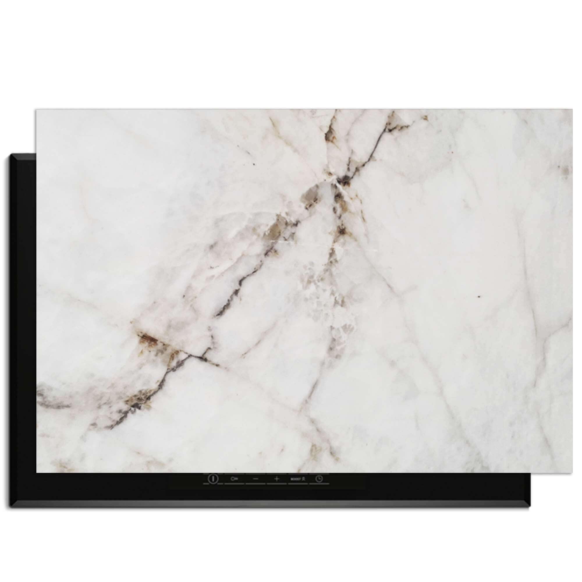 Pure Marble - Herdabdeckplatte für Induktionskochfelder, elegantes weißes Marmor-Design, Schutz vor Kratzern und Schmutz.
