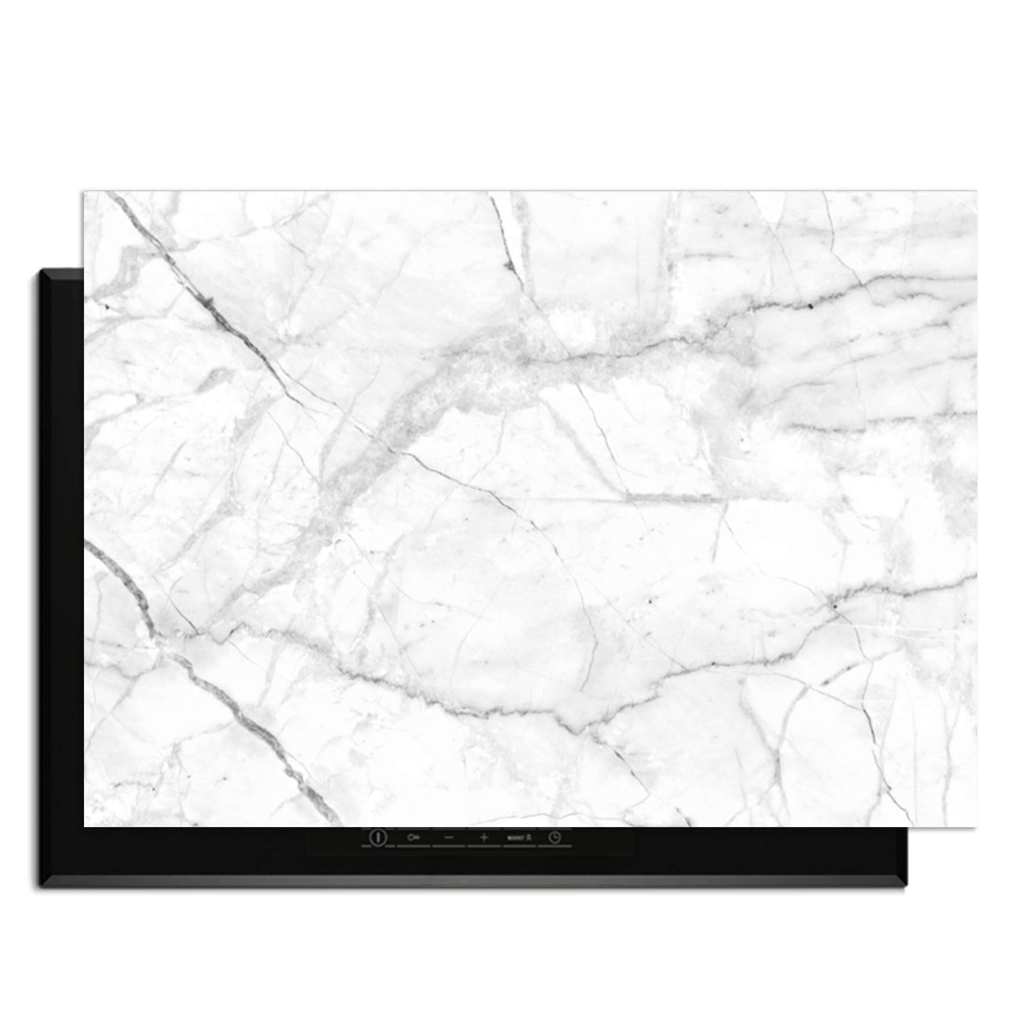 Carrara Light - Herdabdeckplatte für Induktionskochfelder, aus hochwertigem Vinyl, elegant und funktionell.