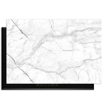 Carrara Light - Herdabdeckplatte schützt das Induktionskochfeld mit elegantem Vinyl vor Kratzern und Flecken.