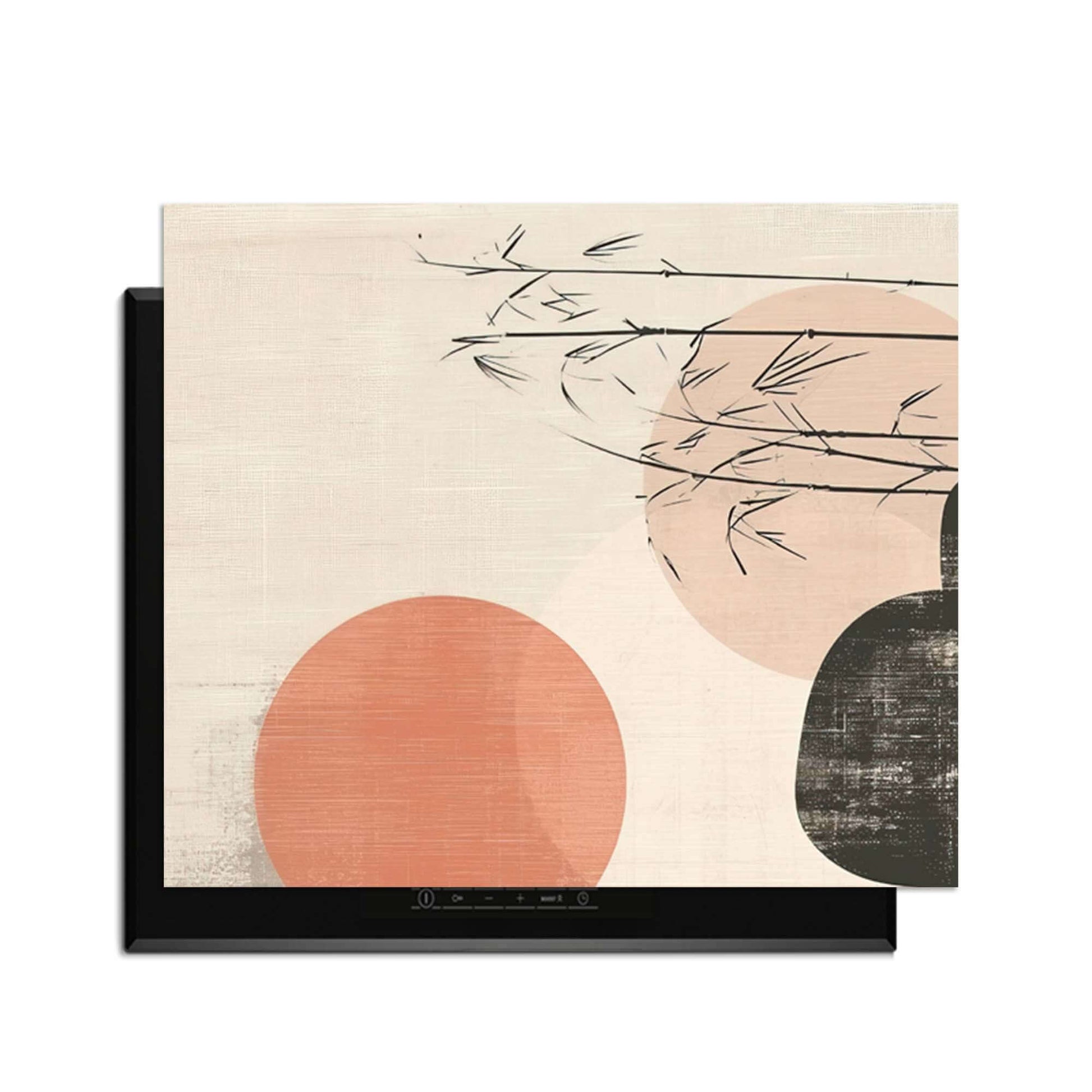 Zen Balance - Japandi Herdabdeckplatte mit minimalistischem Design und eleganten Farben.
