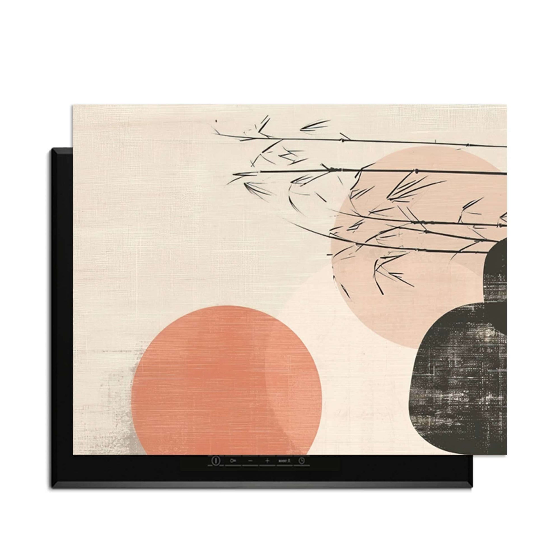 Zen Balance - Japandi Herdabdeckplatte mit minimalistischem Design und eleganten Farben.