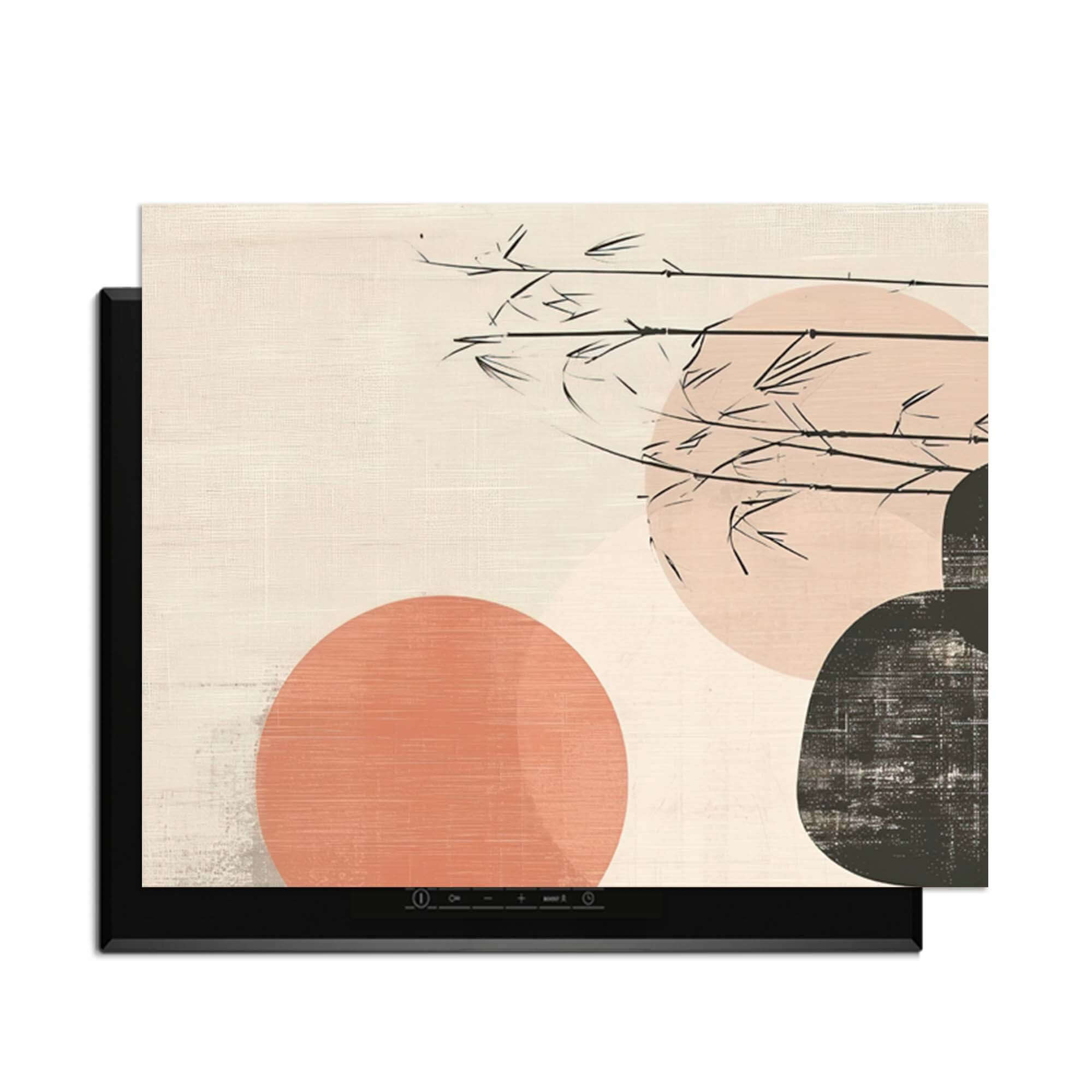 Zen Balance - Japandi Herdabdeckplatte mit minimalistischem Design und eleganten Farben.