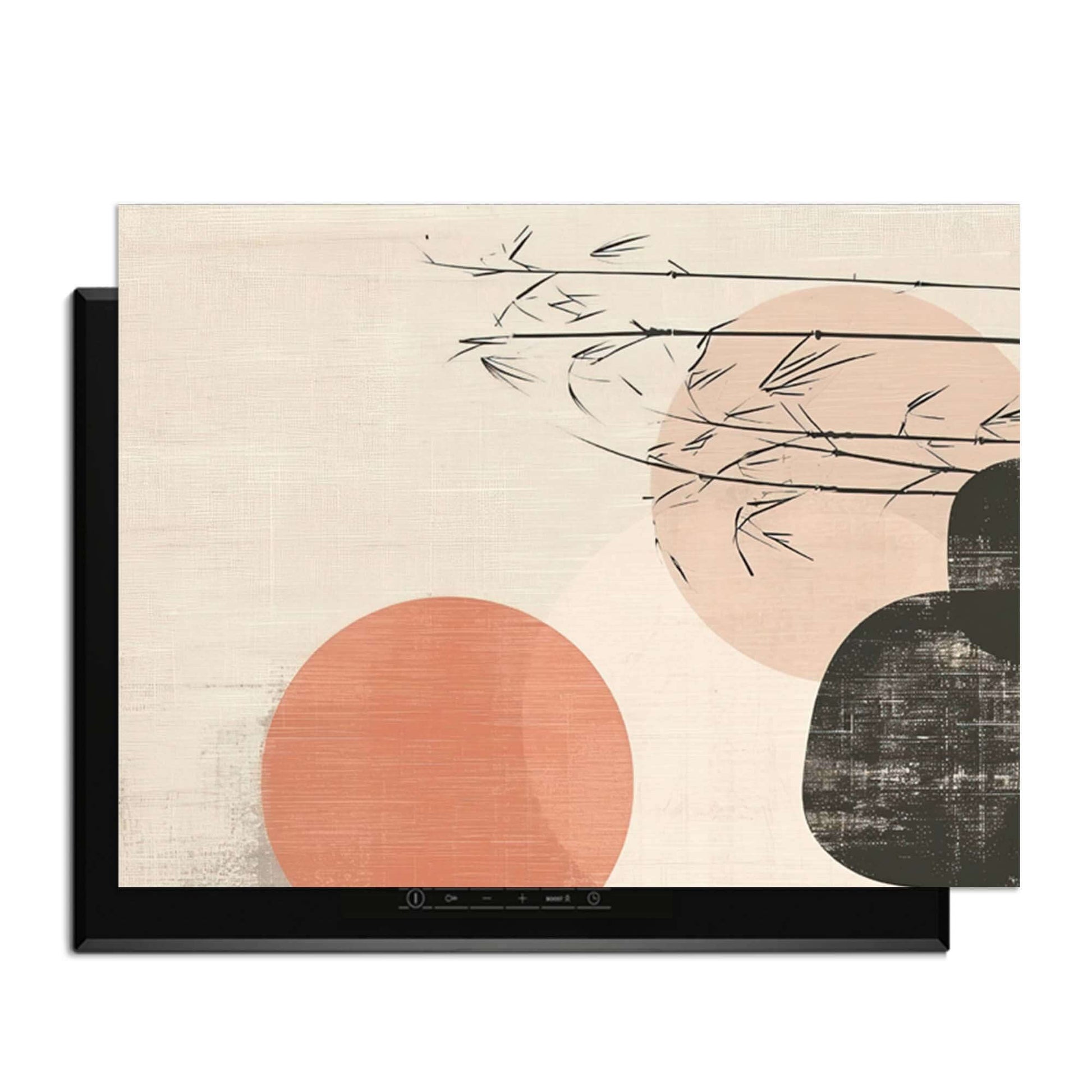 Zen Balance - Japandi Herdabdeckplatte mit minimalistischem Design und eleganten Farben für Induktionskochfelder.