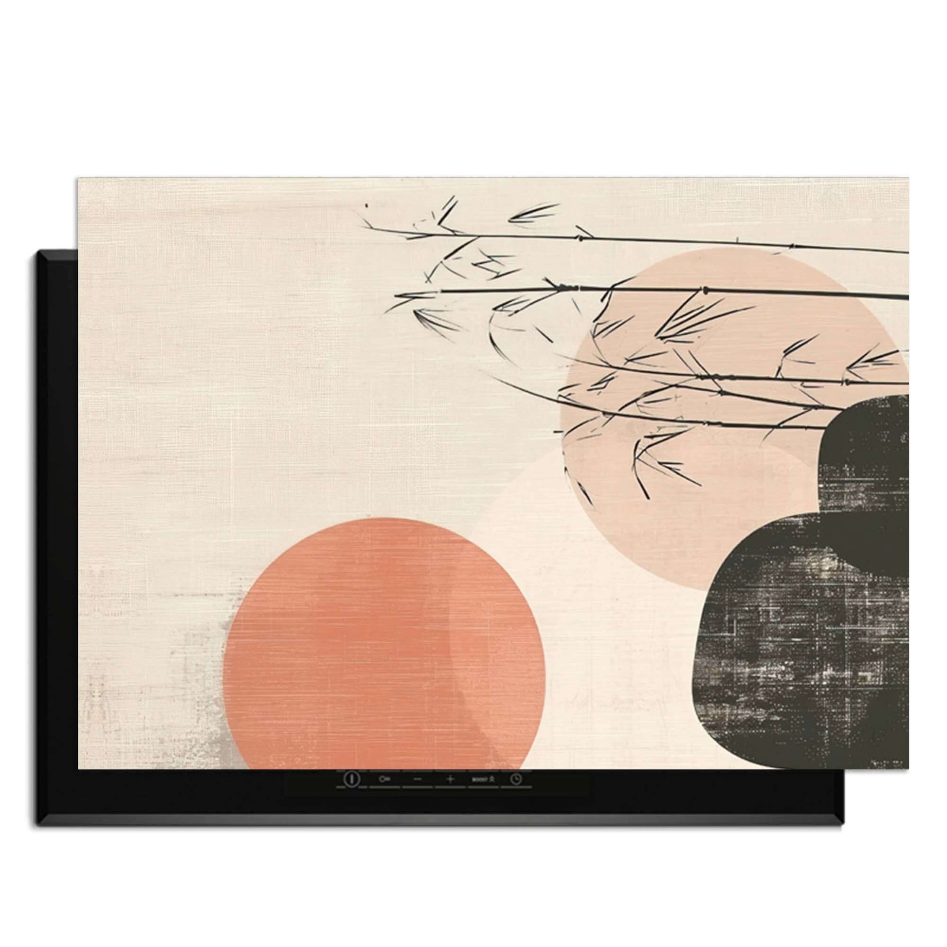 Zen Balance - Japandi Herdabdeckplatte mit minimalistischem Design und eleganten Farben.