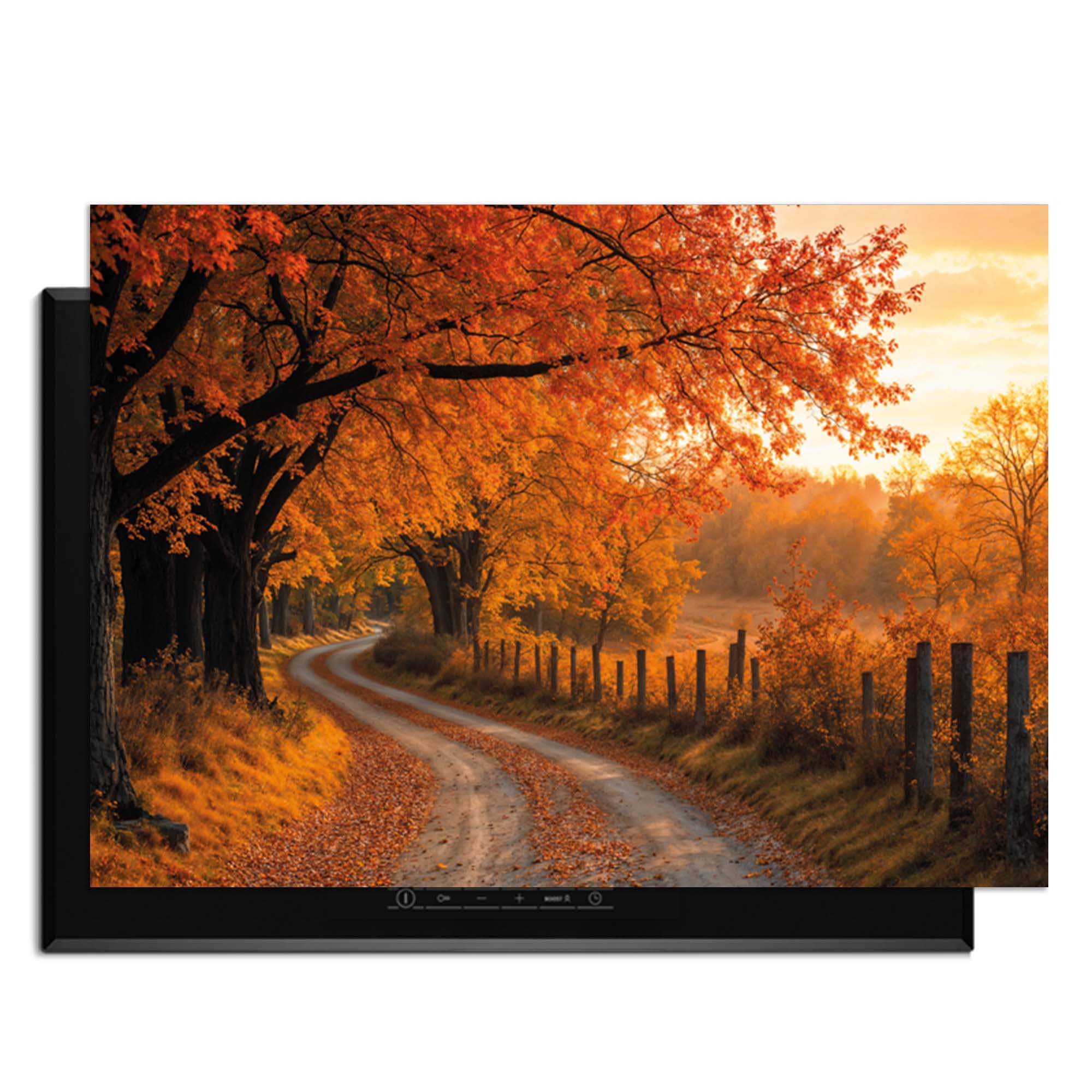 Goldener Herbst - Herdabdeckplatte mit warm gefärbter Herbstlandschaft und anmutigen Bäumen.
