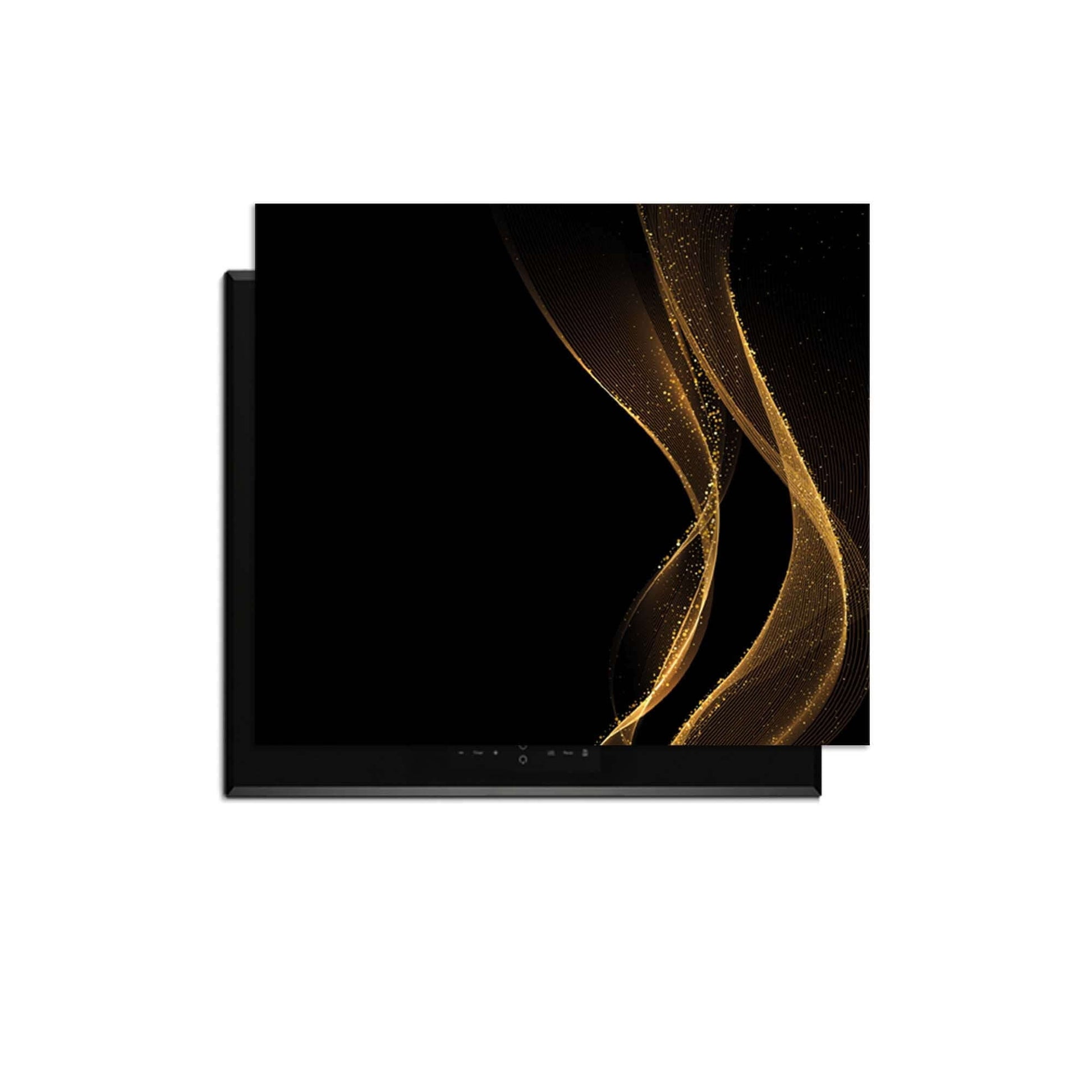 Golden Flow - Herdabdeckplatte mit einem eleganten Golddruck auf tiefschwarzem Hintergrund.