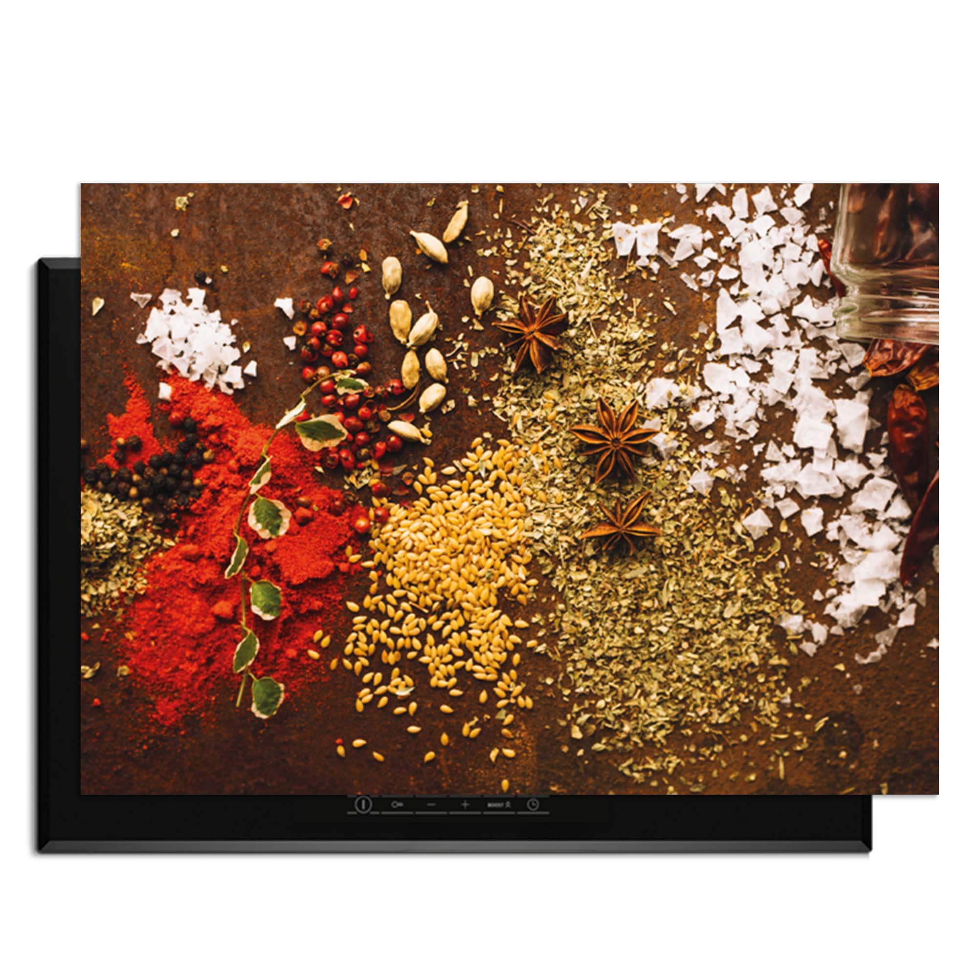 Spice Symphony - Herdabdeckplatte mit bunten Gewürzen für eine lebendige Küche.