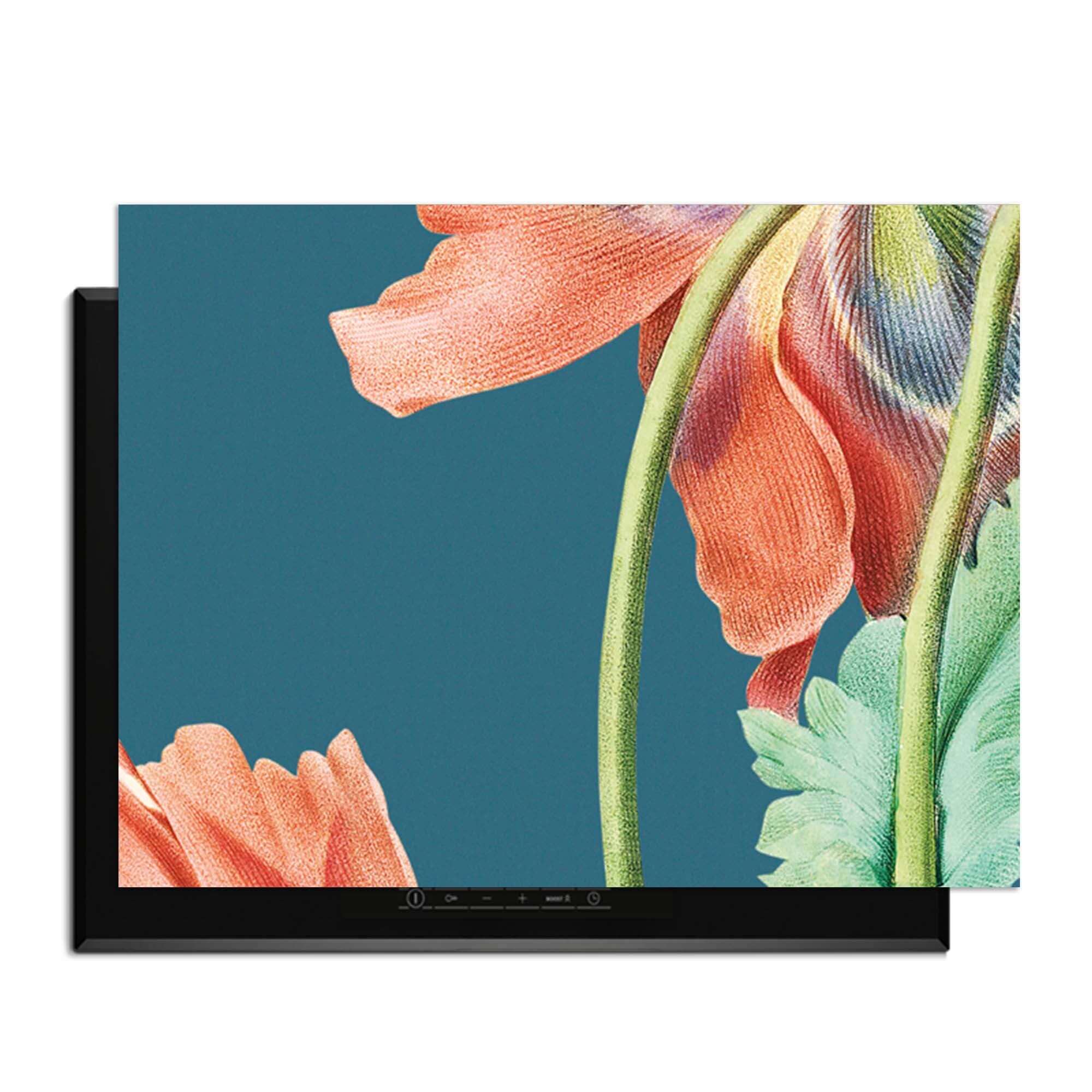 Blooming Grace - Herdabdeckplatte mit elegantem Blumendesign für eine stilvolle Küche.