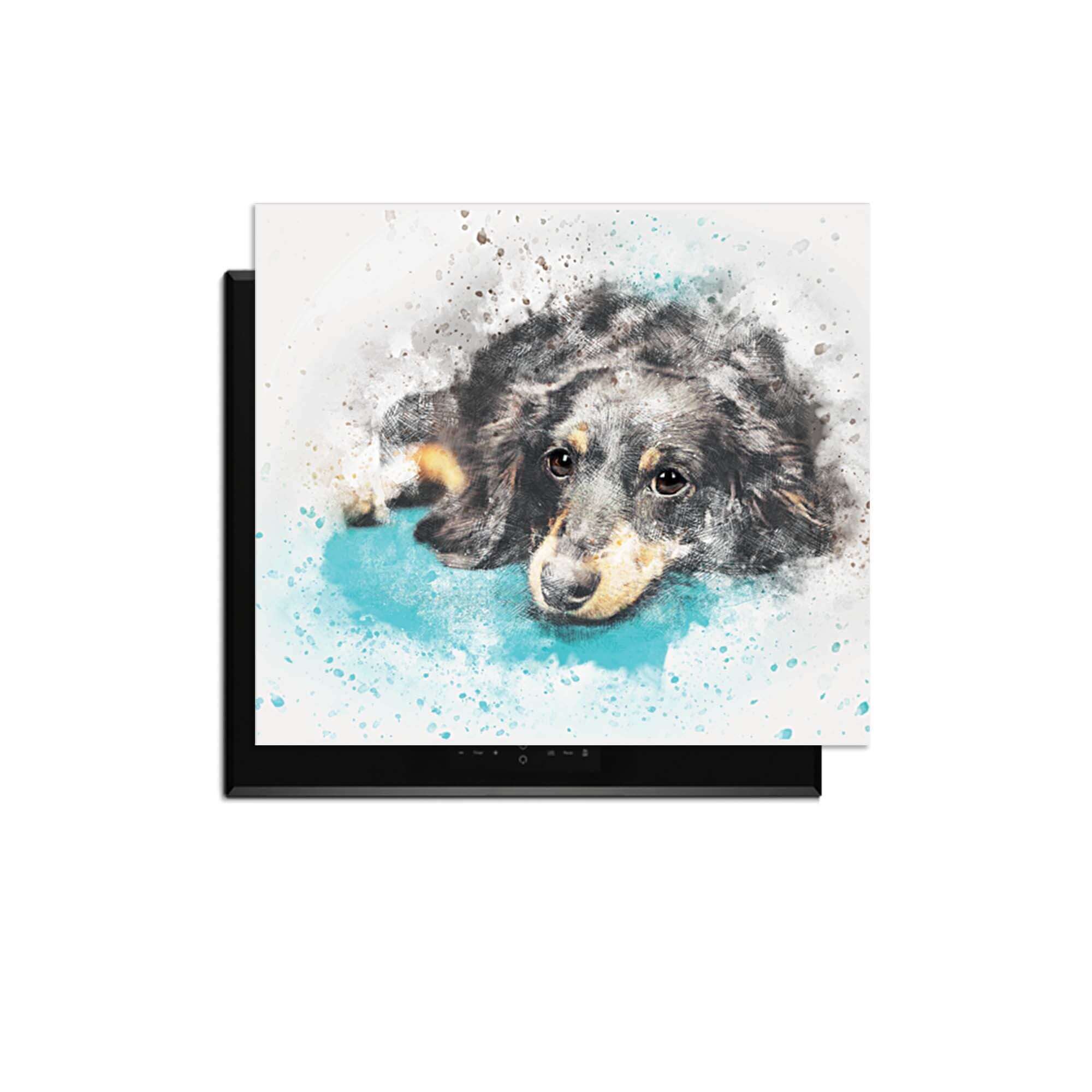 Dreamy Dachshund - Herdabdeckplatte mit niedlichem Aquarelldesign eines Dackels für die Küche.