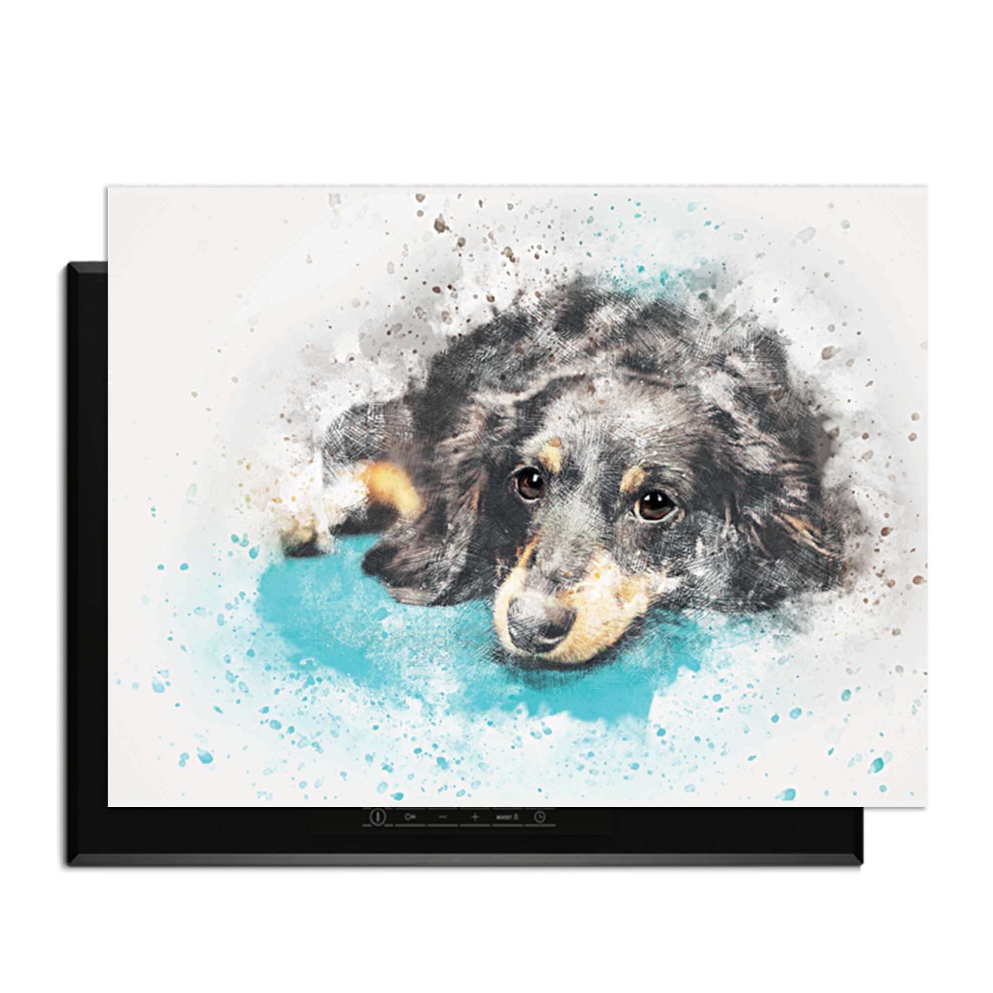 Dreamy Dachshund - Herdabdeckplatte mit niedlichem Aquarellmotiv eines verträumten Dackels