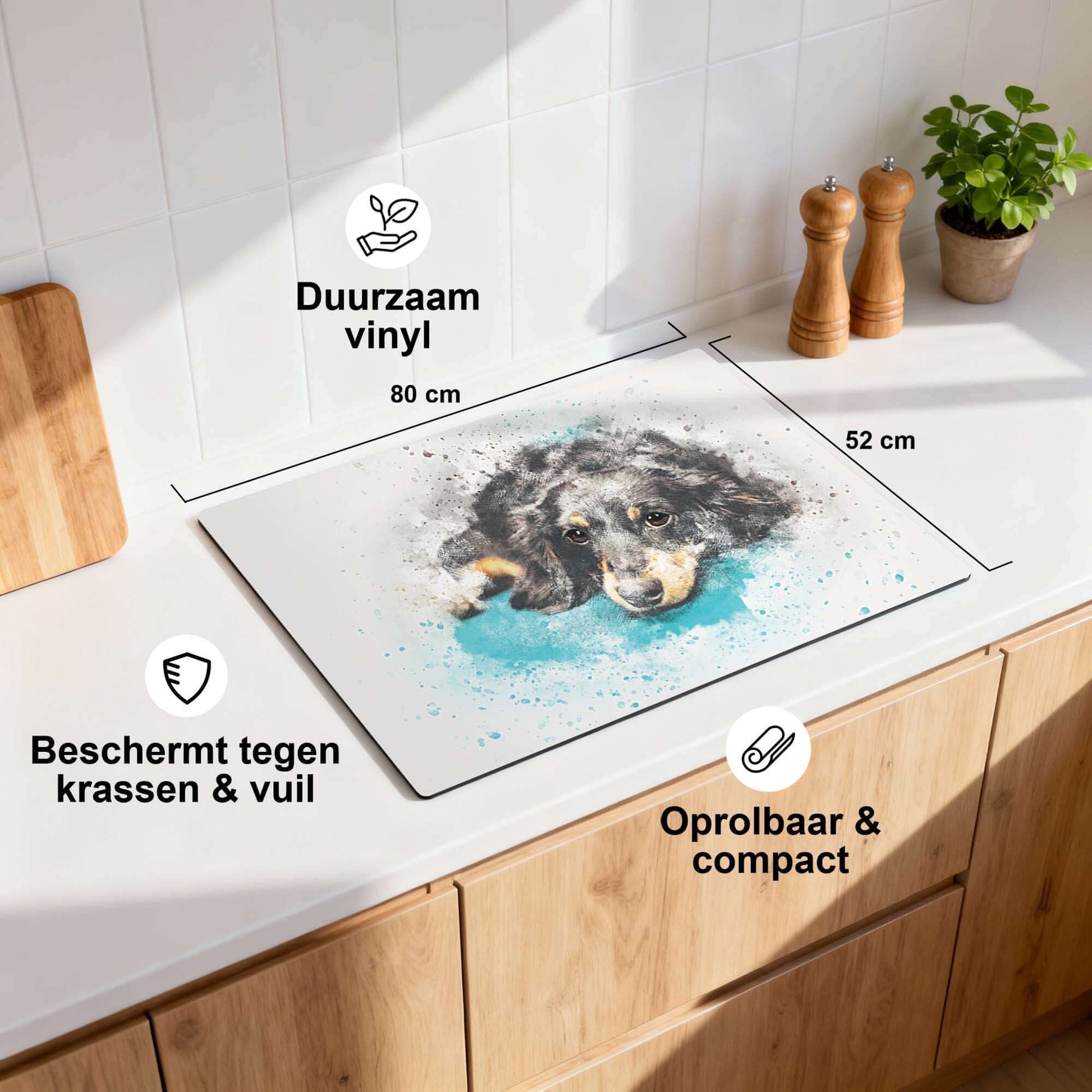 Dreamy Dachshund - Herdabdeckplatte mit niedlichem Design, strapazierfähigem Vinyl und Schutz vor Kratzern.