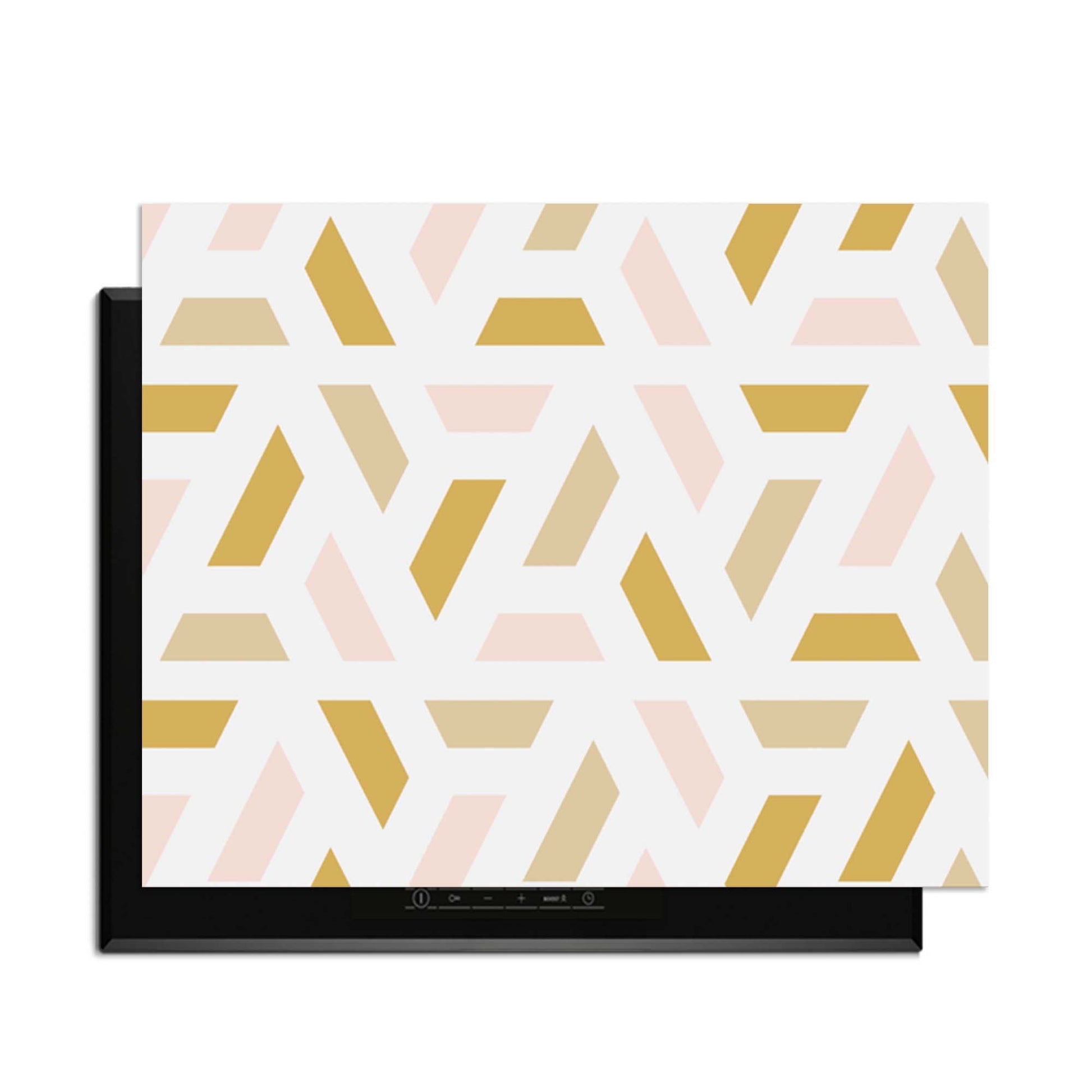 Pastel Harmony - Herdabdeckplatte mit geometrischem Design in Pastellfarben für eine fröhliche Küche.