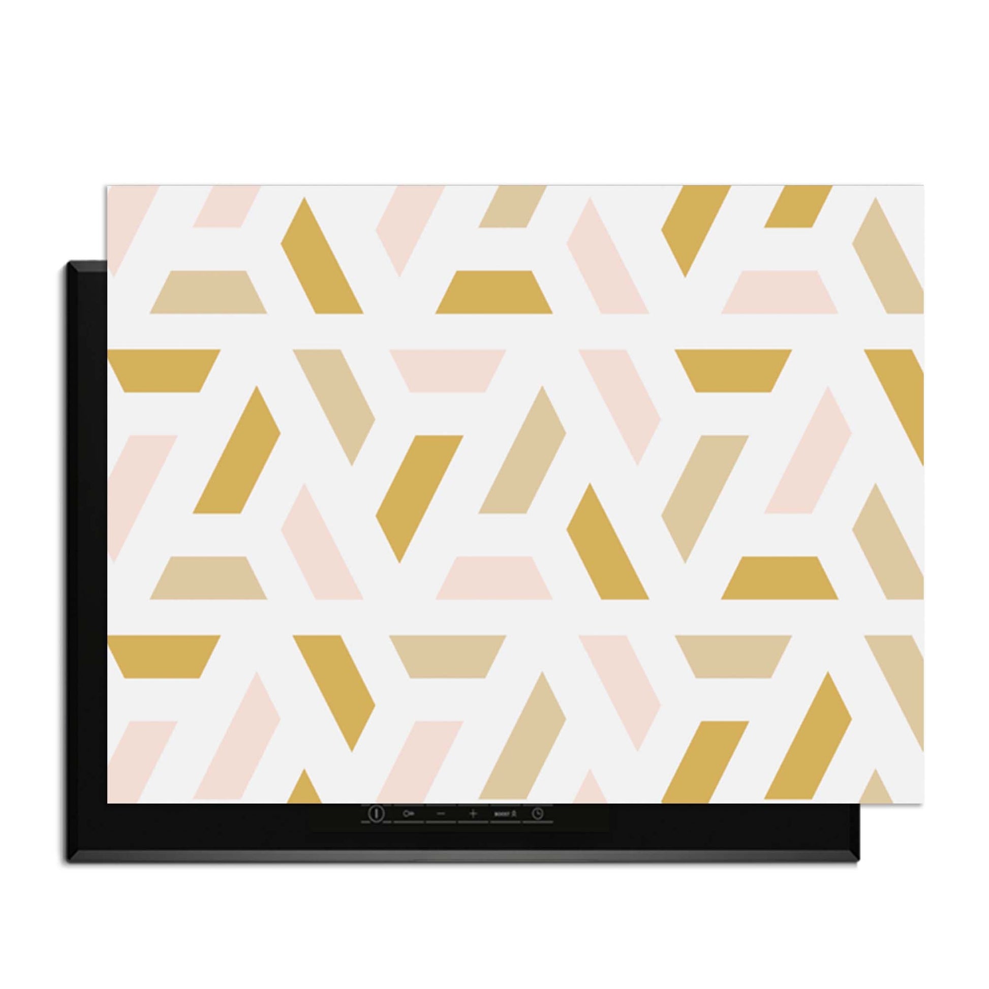 Pastel Harmony - Herdabdeckplatte mit geometrischem Design in sanften Pastellfarben für eine moderne Küche.