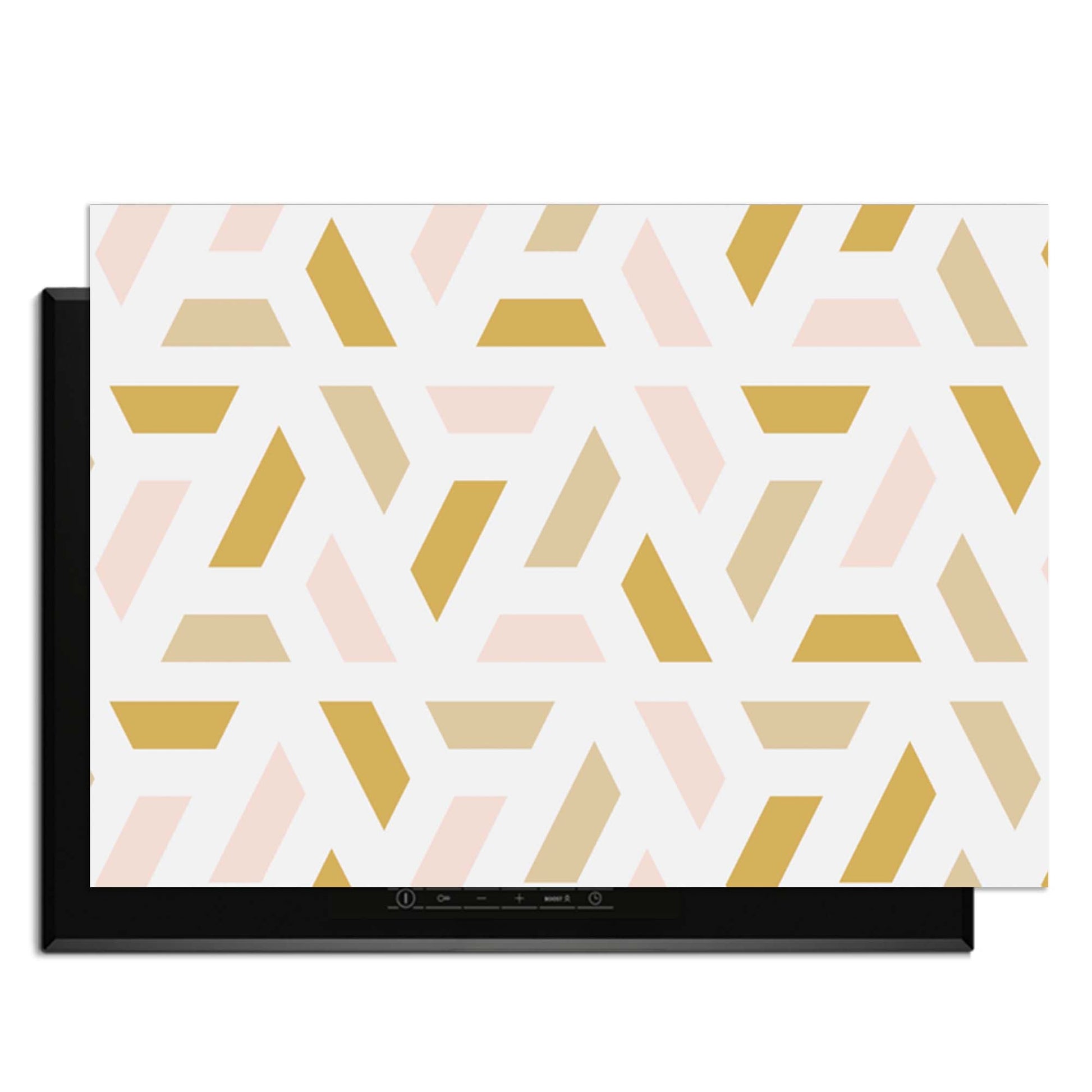 Pastel Harmony - Herdabdeckplatte mit geometrischem Design in sanften Pastellfarben.