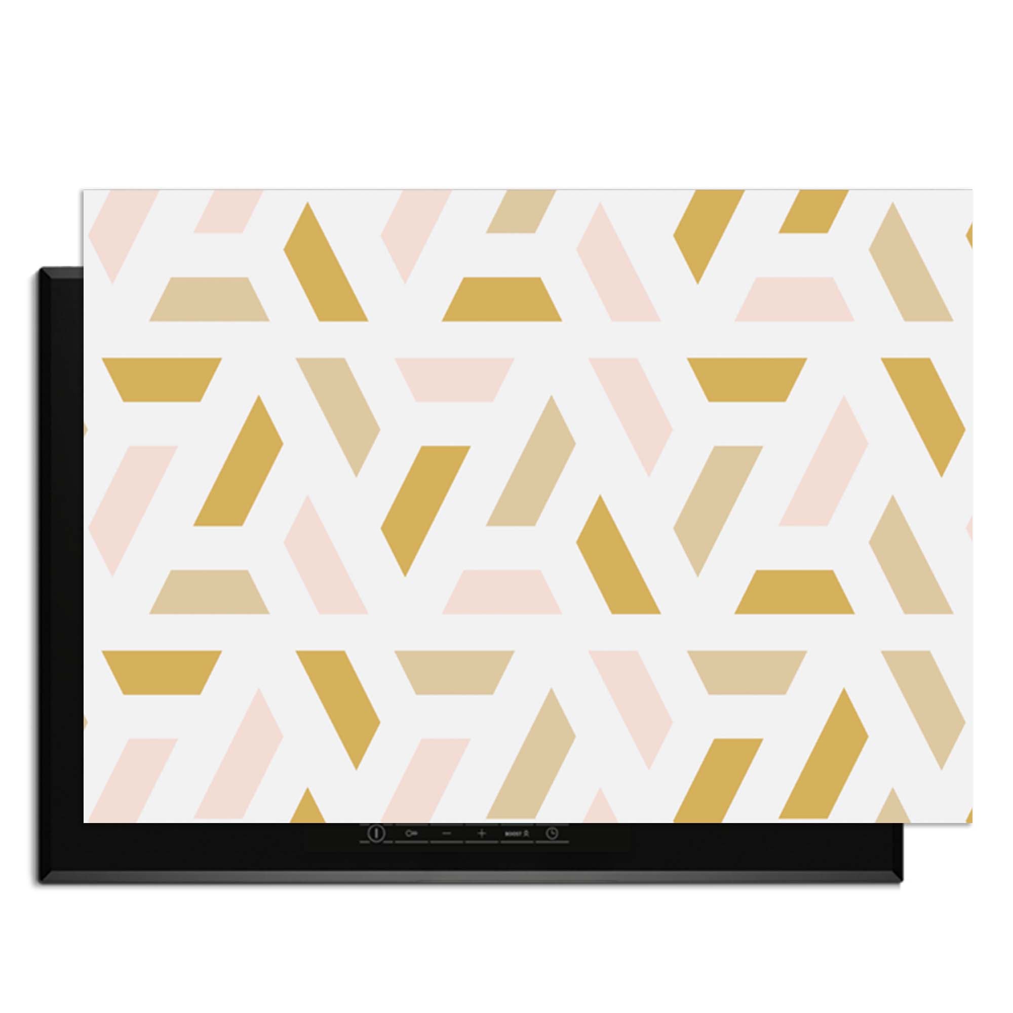Pastel Harmony - Herdabdeckplatte mit geometrischem Design in sanften Pastellfarben.
