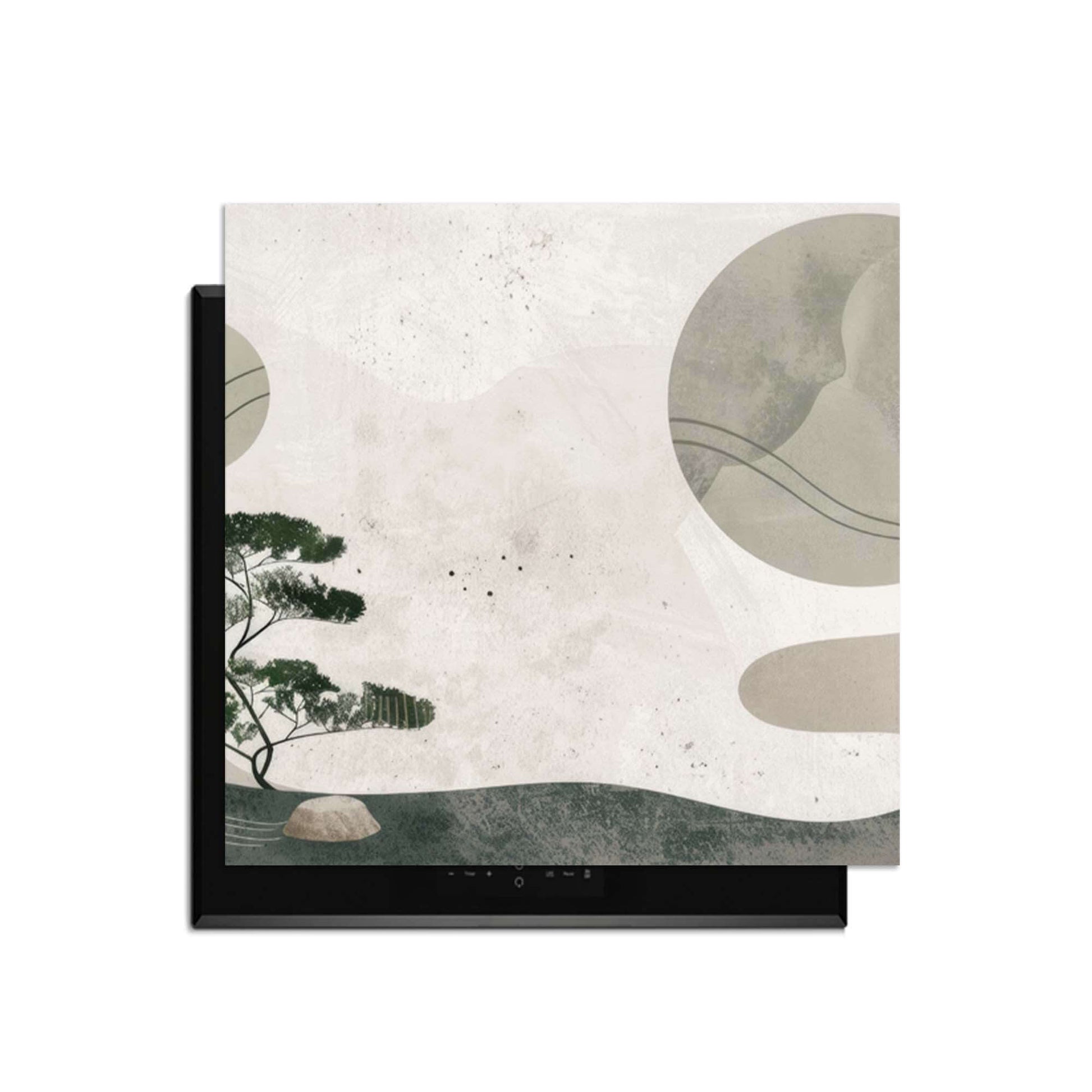 Zen Pine - Japandi Herdabdeckplatte mit minimalistischem Design und natürlichen Elementen für Ihre Küche.