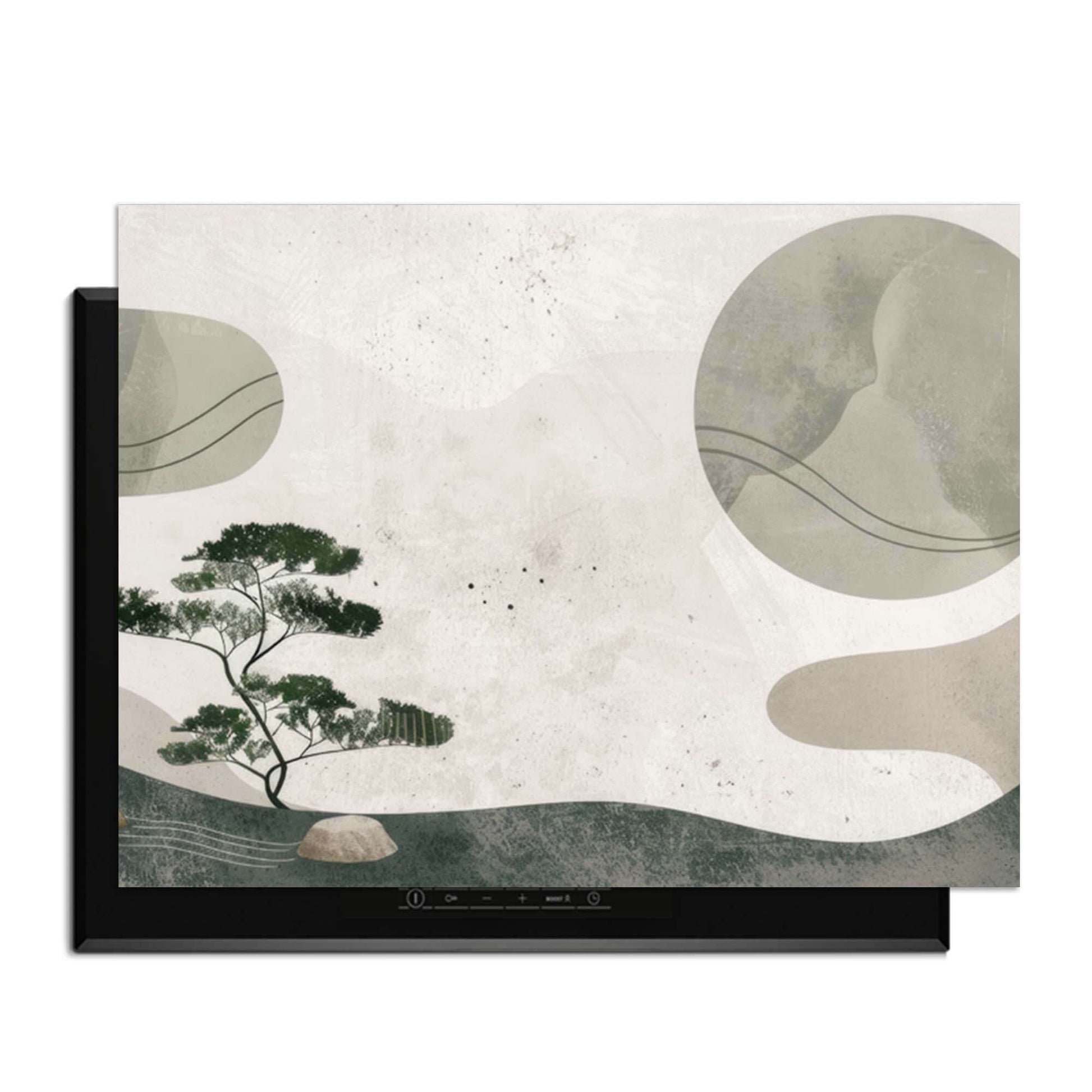 Zen Pine - Japandi Herdabdeckplatte mit harmonischem Design für Induktionskochfelder