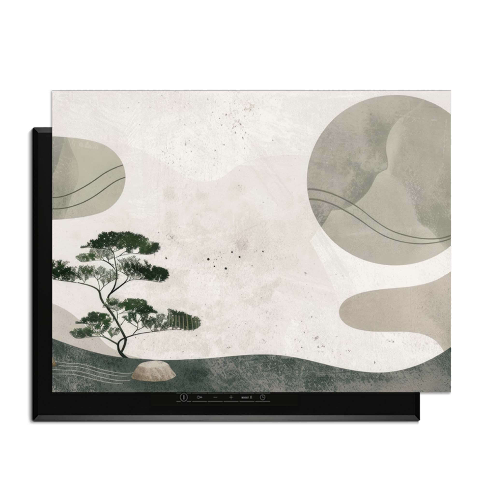 Zen Pine - Japandi Herdabdeckplatte mit harmonischem Design für Induktionskochfelder