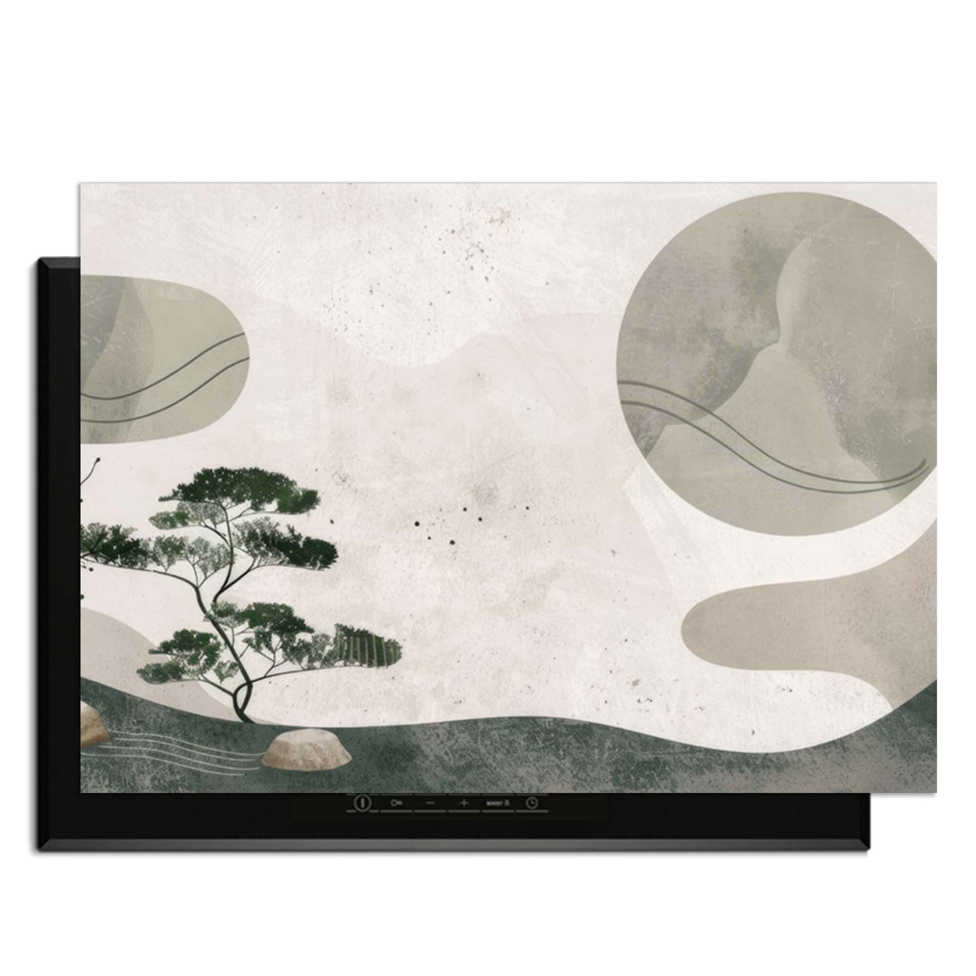 Zen Pine - Japandi Herdabdeckplatte mit harmonischem Design für Induktionskochfelder.