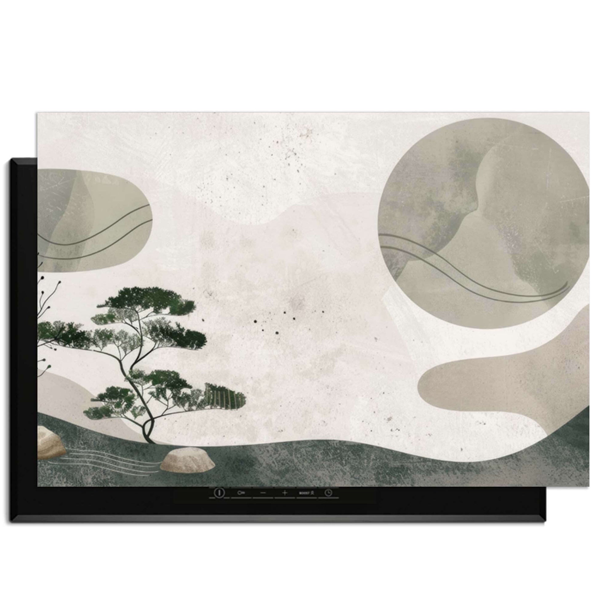 Zen Pine - Japandi Herdabdeckplatte mit natürlichem Design und praktischem Schutz für Induktionskochfelder.
