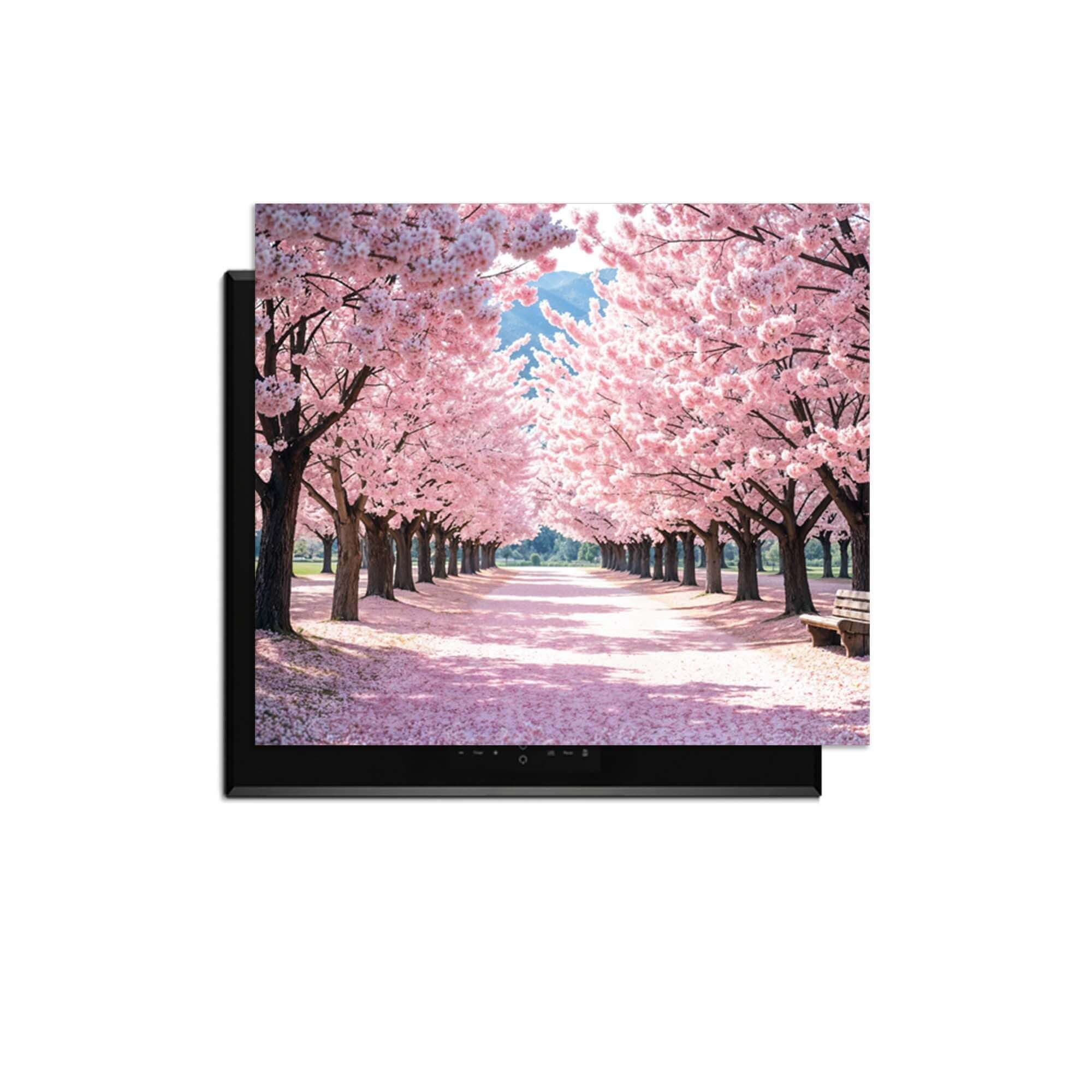 Sakura Bliss - Herdabdeckplatte mit rosafarbenem Kirschblütendesign für einen eleganten Küchenlook.