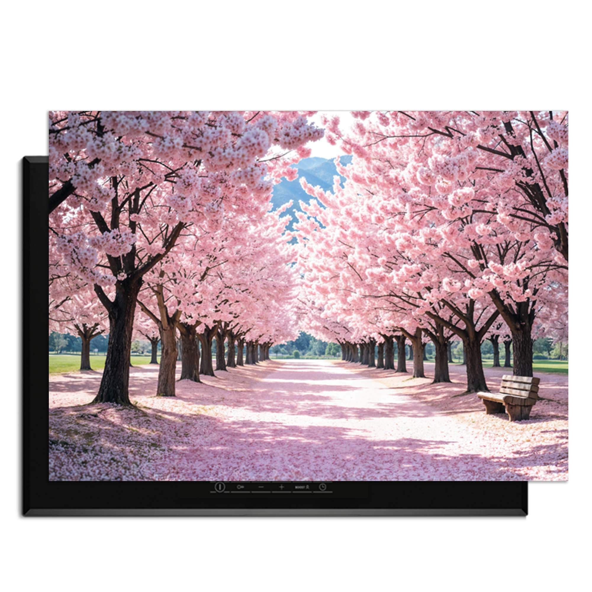 Sakura Bliss - Herdabdeckplatte mit heiterem Kirschblütendesign für die Küche.