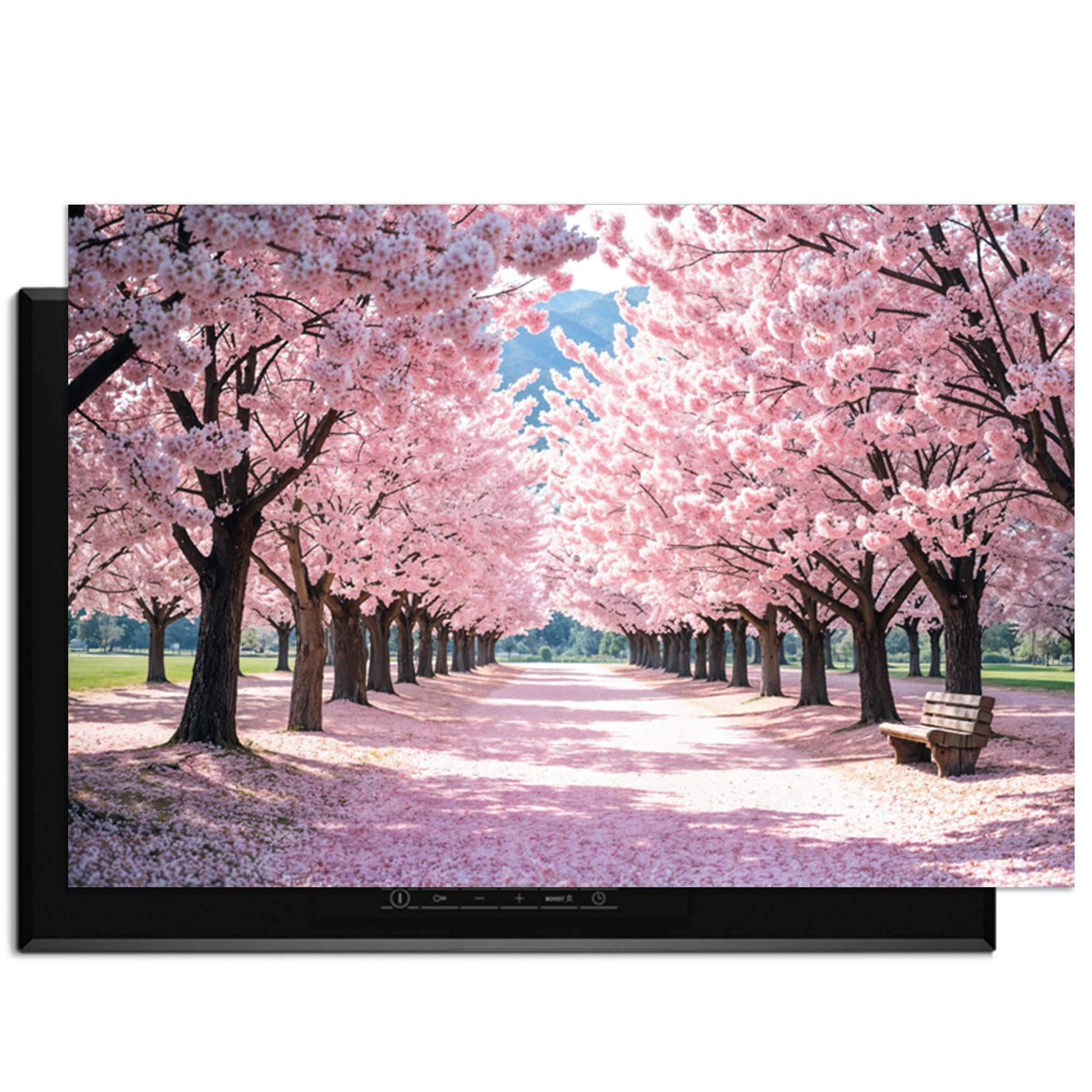 Sakura Bliss - Herdabdeckplatte mit einem heiteren Kirschblütenhintergrund in zarten Rosatönen.