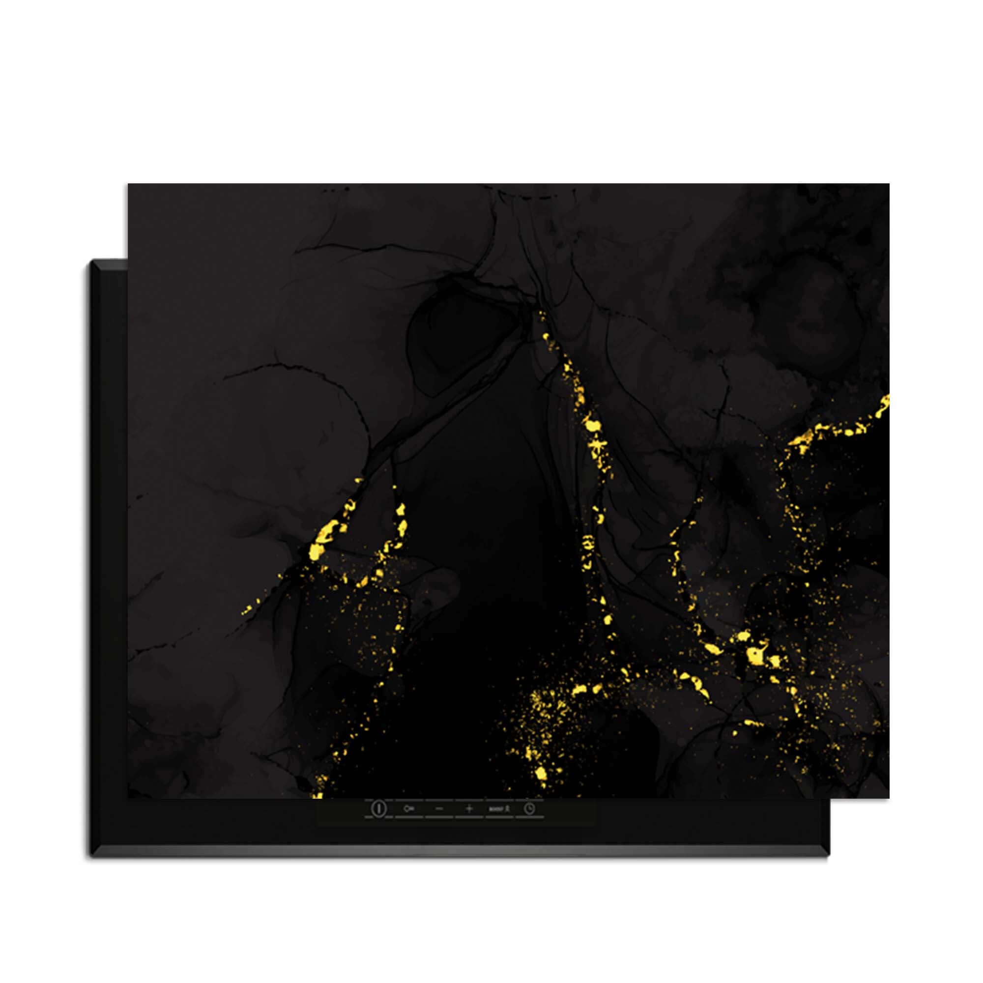 Black Marble Gold - Herdabdeckplatte mit luxuriöser Marmoroptik und goldenen Akzenten.