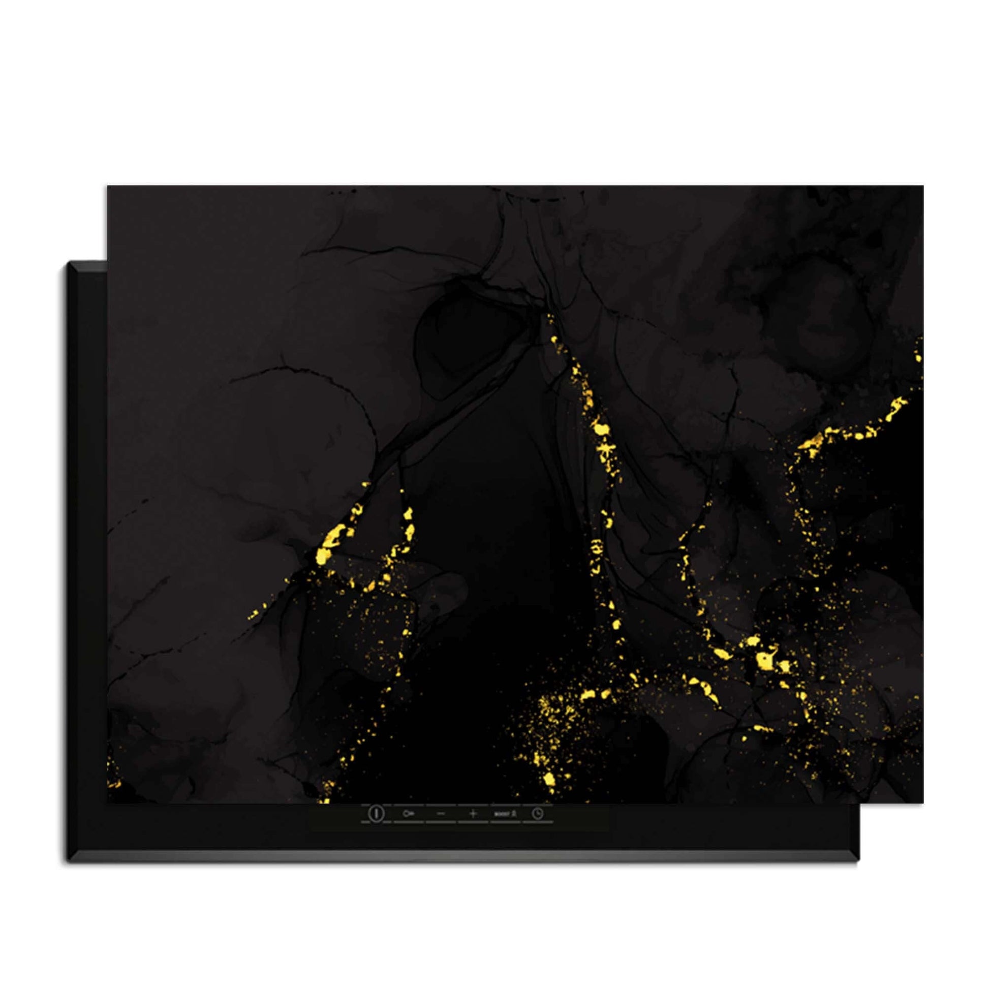 Black Marble Gold - Herdabdeckplatte mit luxuriöser Marmoroptik und goldenen Akzenten, stilvoll und modern.