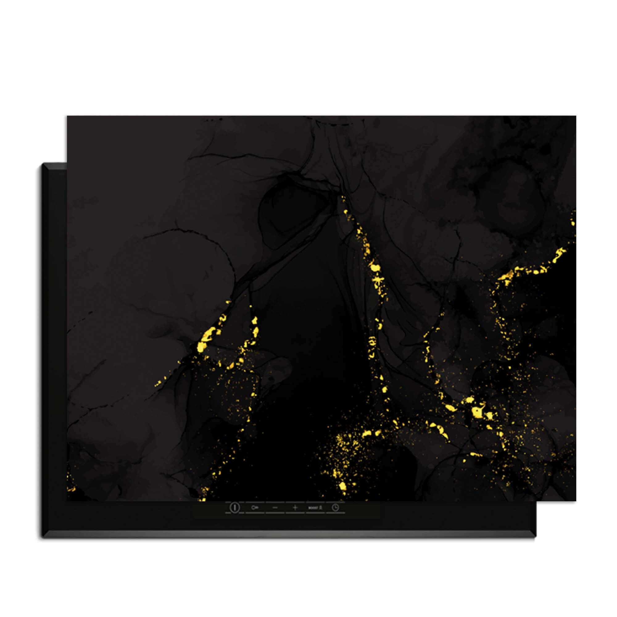 Black Marble Gold - Herdabdeckplatte mit luxuriöser Marmoroptik und goldenen Akzenten, stilvoll und modern.