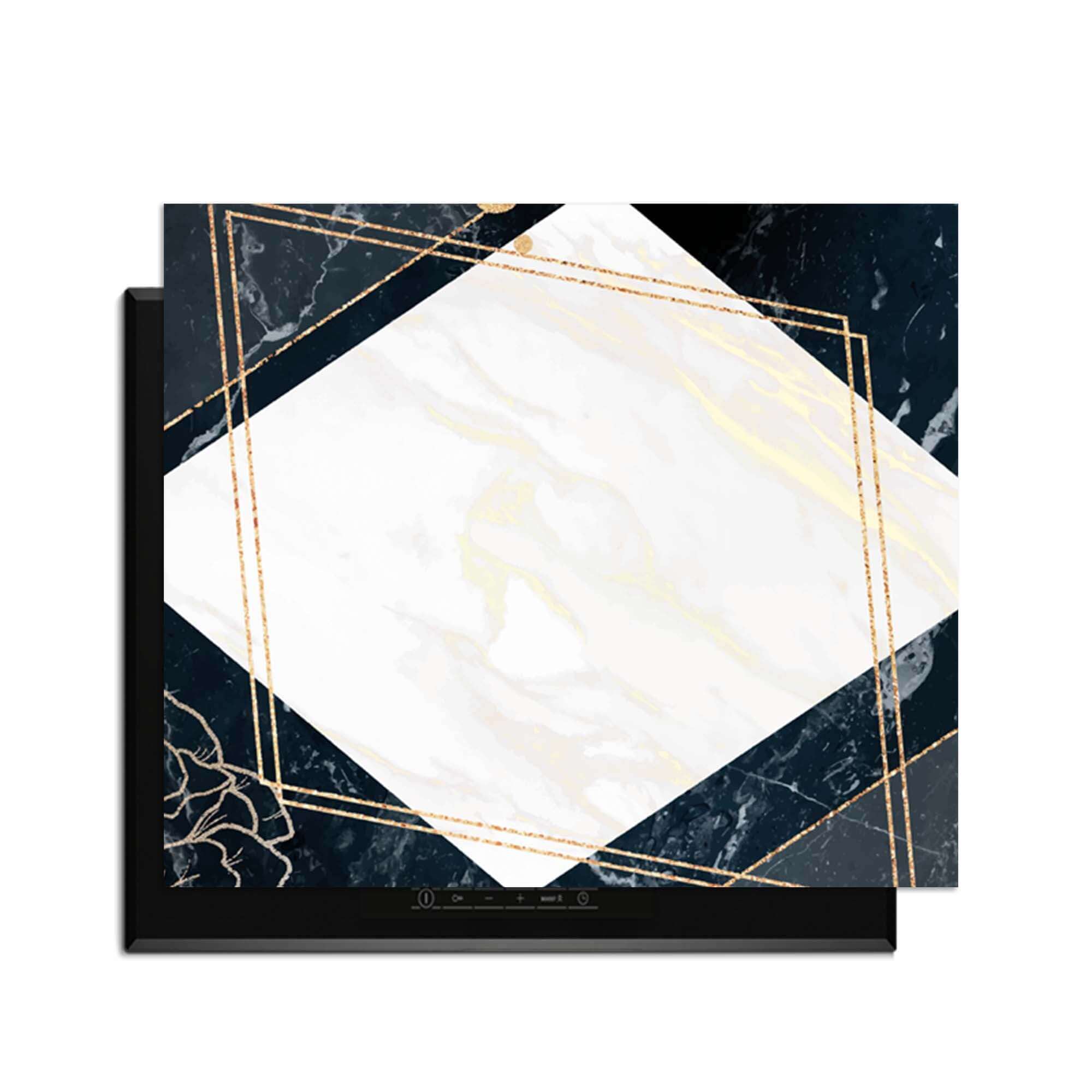 Glamour Marble - Herdabdeckplatte mit Marmor, goldenem Glitzer und rosa Akzenten für eine schicke Küchengestaltung.