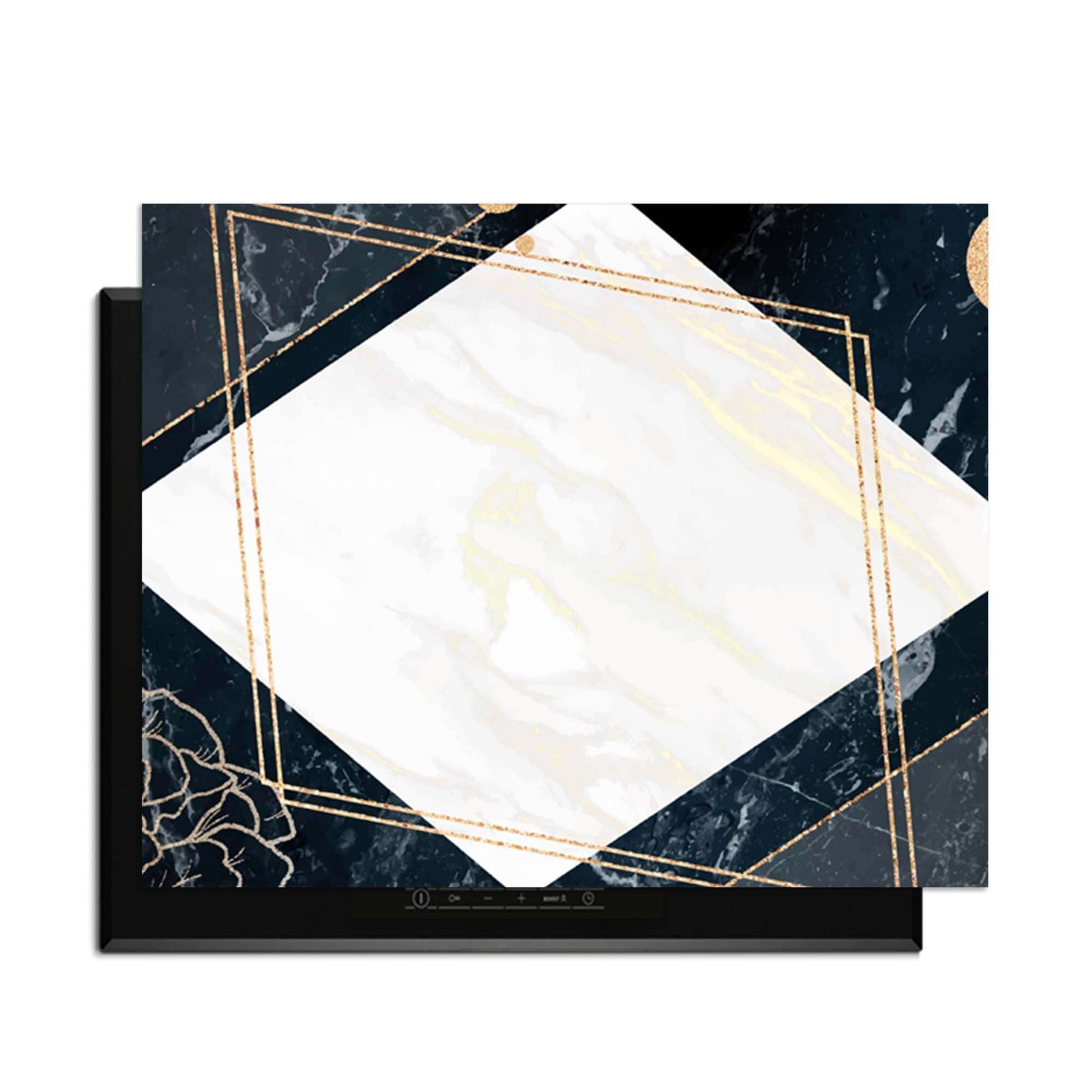 Glamour Marble - Herdabdeckplatte mit schickem Marmor, goldenem Glitzer und rosa Akzenten für eine stilvolle Küche.