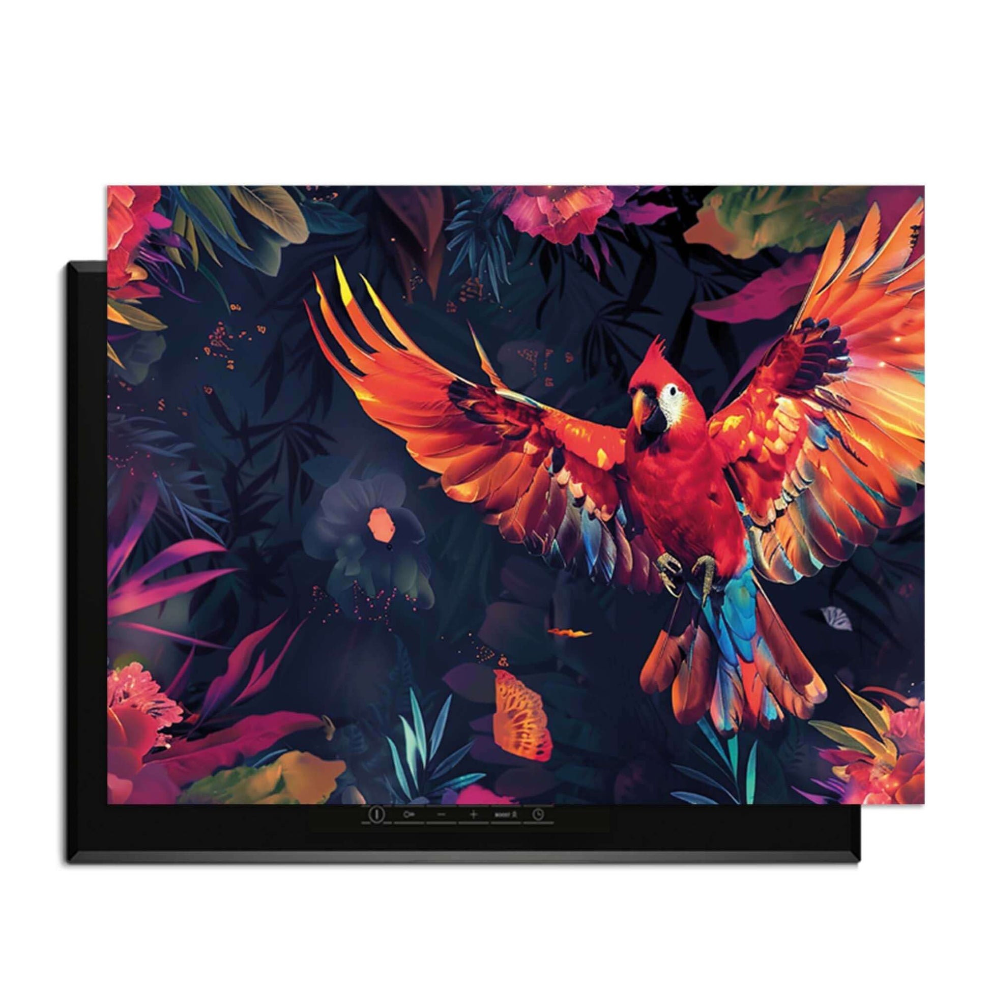 Tropical Wings - Herdabdeckplatte mit bunten tropischen Vögeln und Blumen