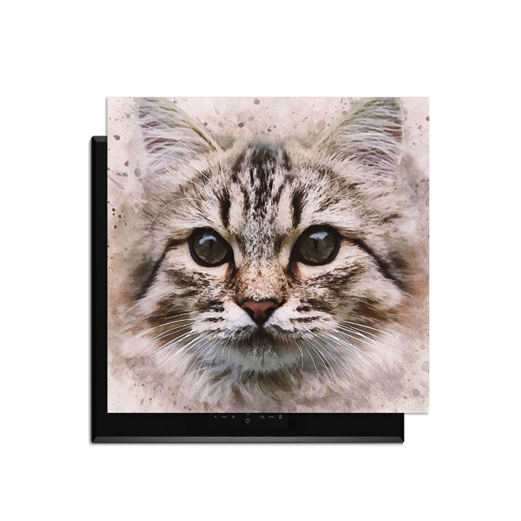 Majestic Cat - Herdabdeckplatte mit einem bezaubernden Katzenporträt für die Küche.