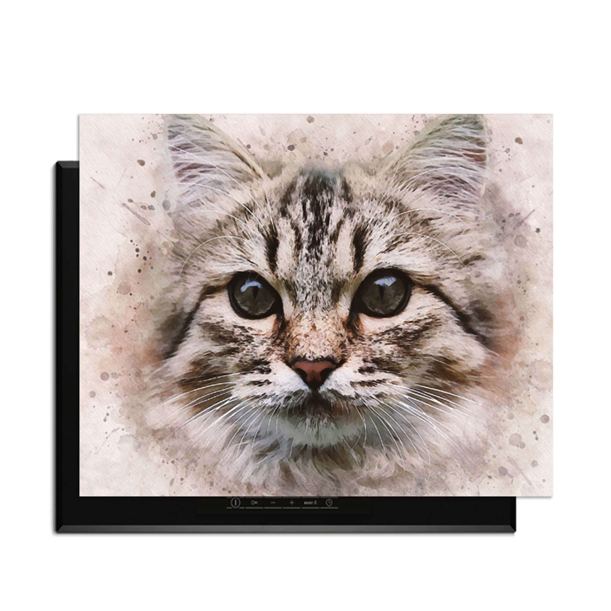 Majestic Cat - Herdabdeckplatte mit einer künstlerischen Abbildung einer Katze, ideal für Katzenliebhaber.