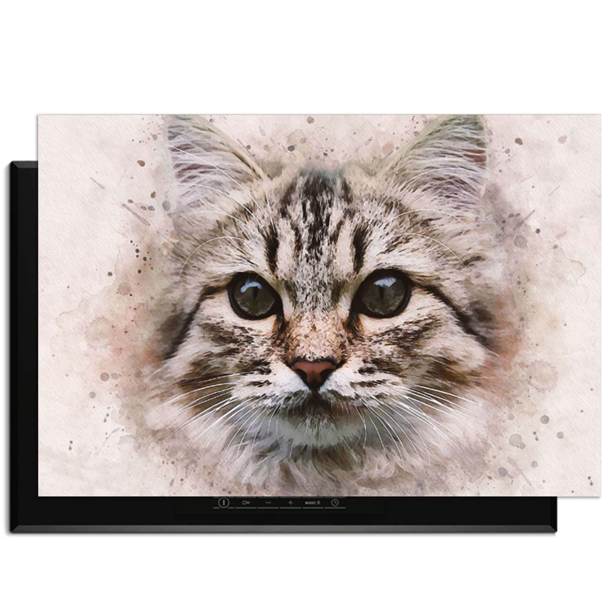 Majestic Cat - Herdabdeckplatte mit dem Bild einer niedlichen Katze mit großen Augen.